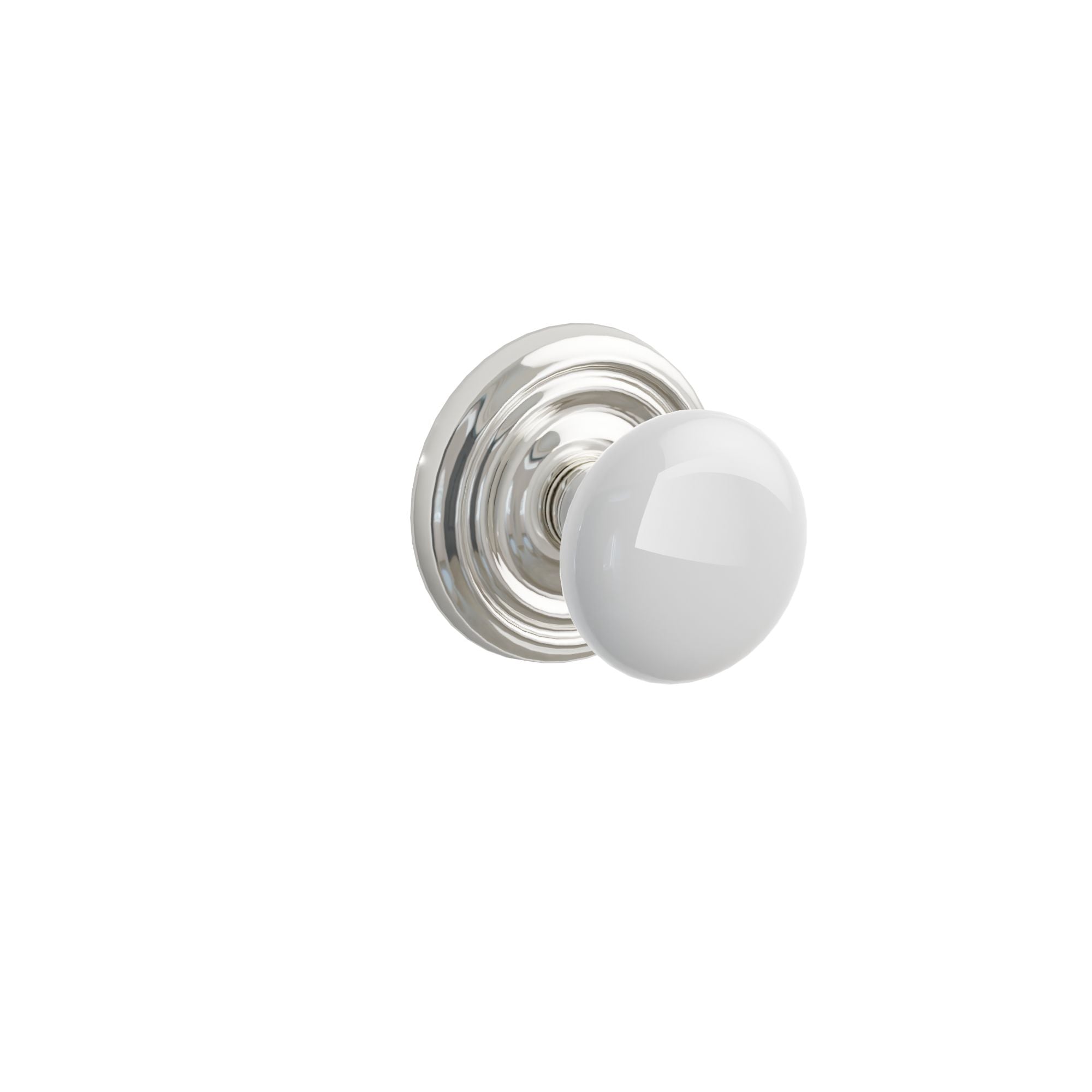Emtek Concealed Fastener Ice White Porcelain Knob Set With Regular Rosette