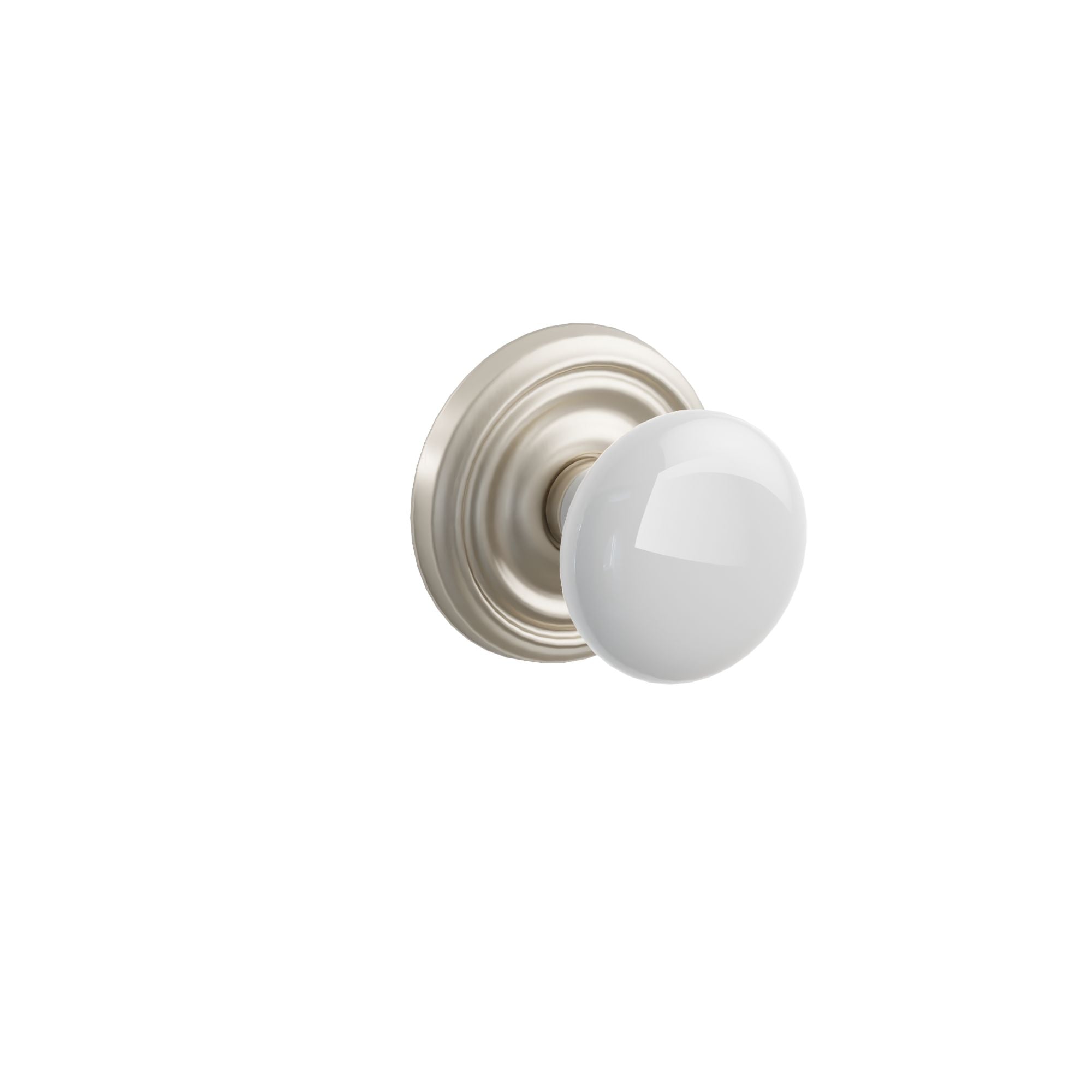 Emtek Concealed Fastener Ice White Porcelain Knob Set With Regular Rosette
