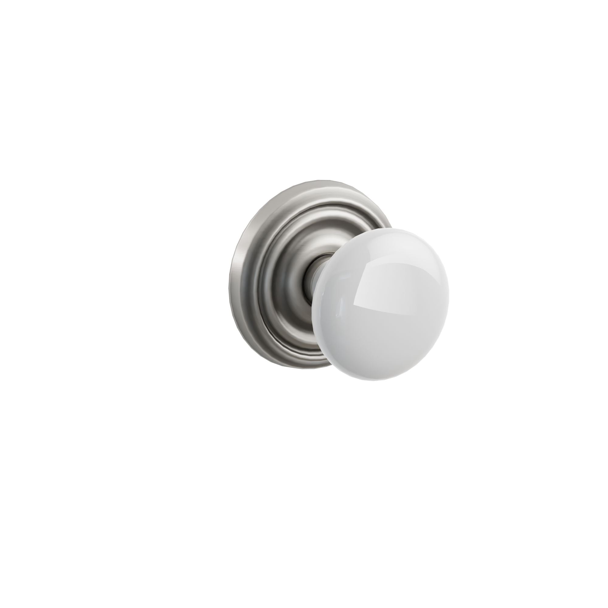 Emtek Concealed Fastener Ice White Porcelain Knob Set With Regular Rosette