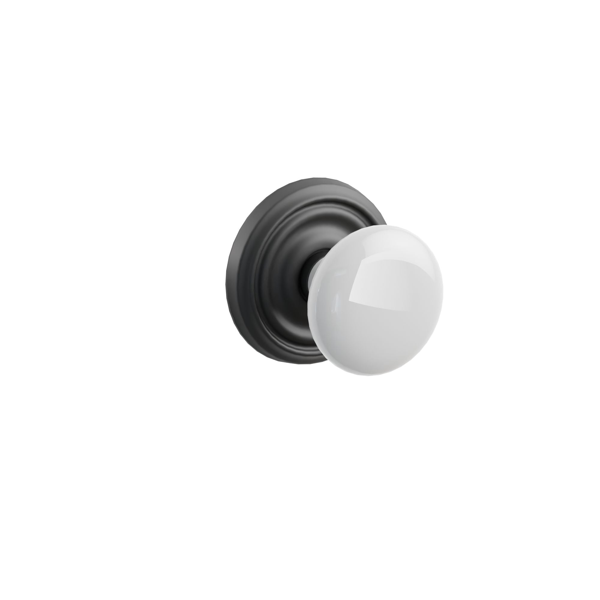 Emtek Concealed Fastener Ice White Porcelain Knob Set With Regular Rosette