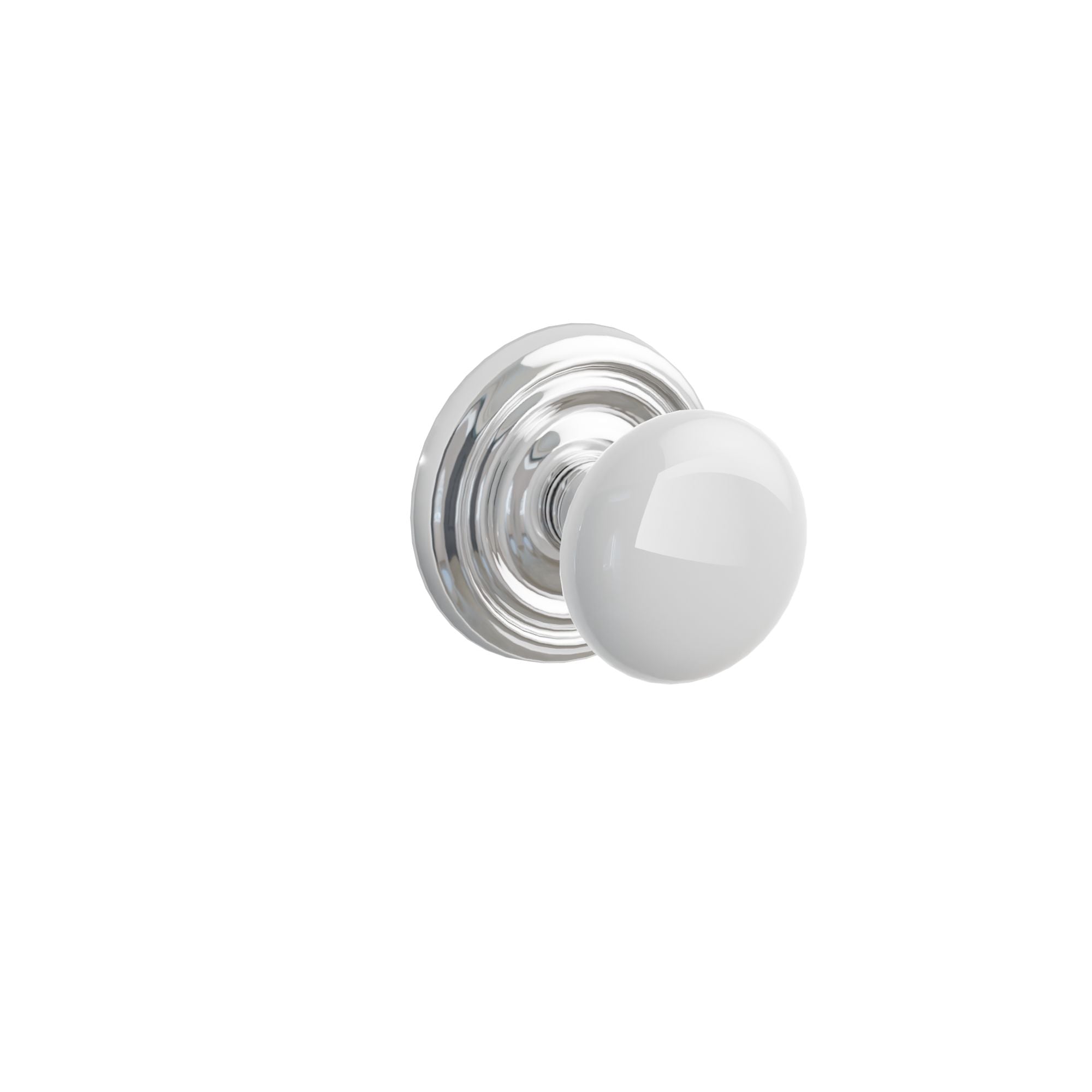 Emtek Concealed Fastener Ice White Porcelain Knob Set With Regular Rosette