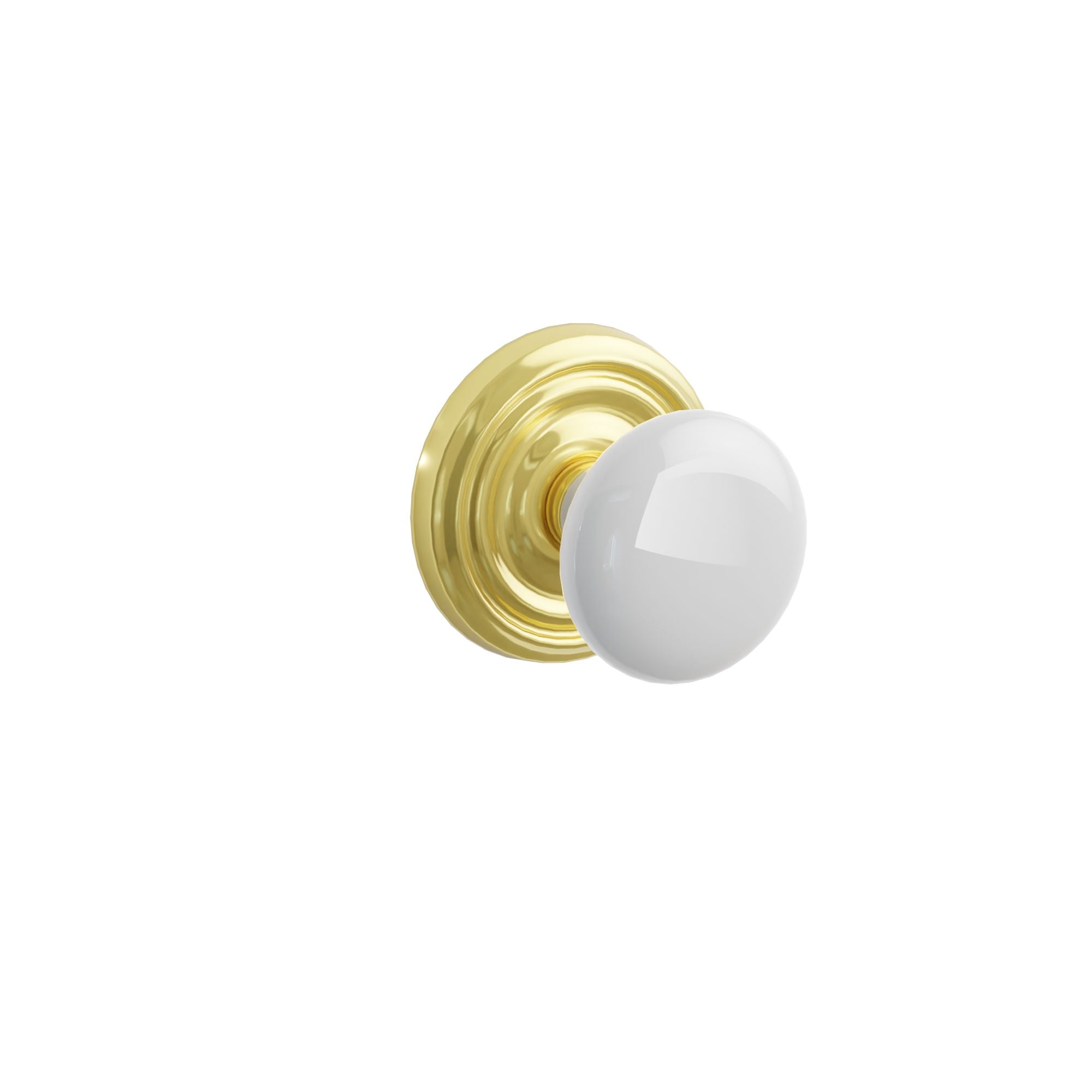 Emtek Concealed Fastener Ice White Porcelain Knob Set With Regular Rosette