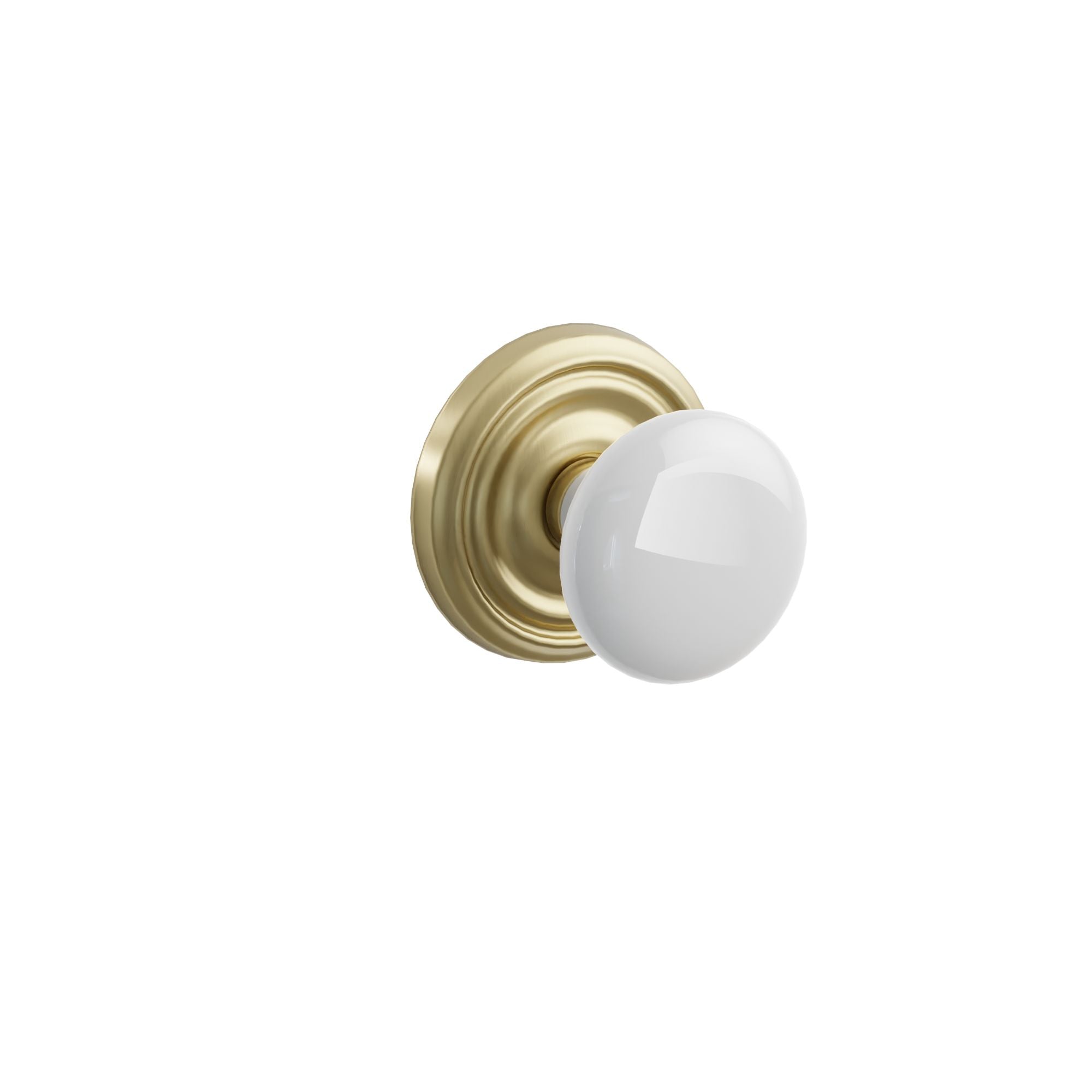 Emtek Concealed Fastener Ice White Porcelain Knob Set With Regular Rosette