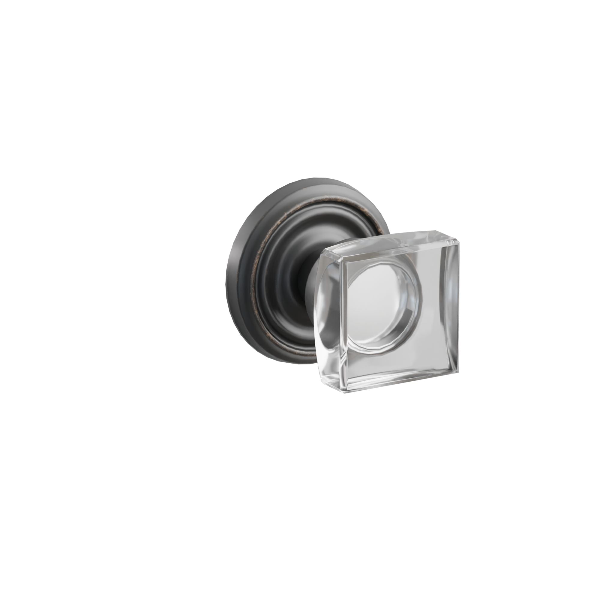 Emtek Concealed Fastener Modern Square Glass Knob Set With Regular Rosette