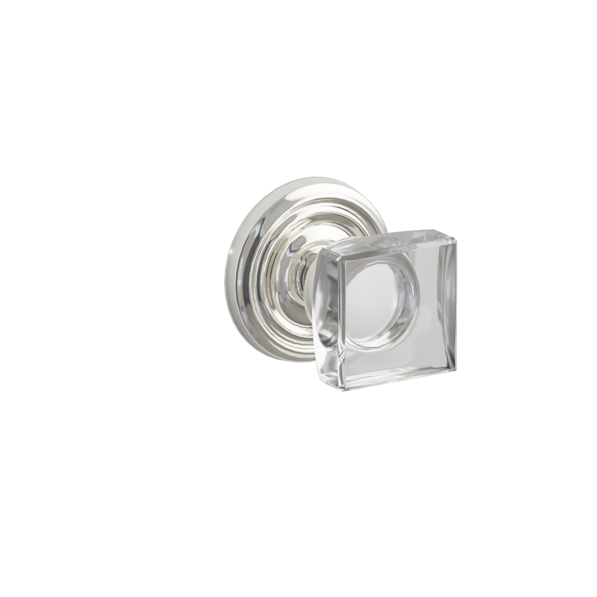Emtek Modern Square Glass Knob Set with Regular Rosette