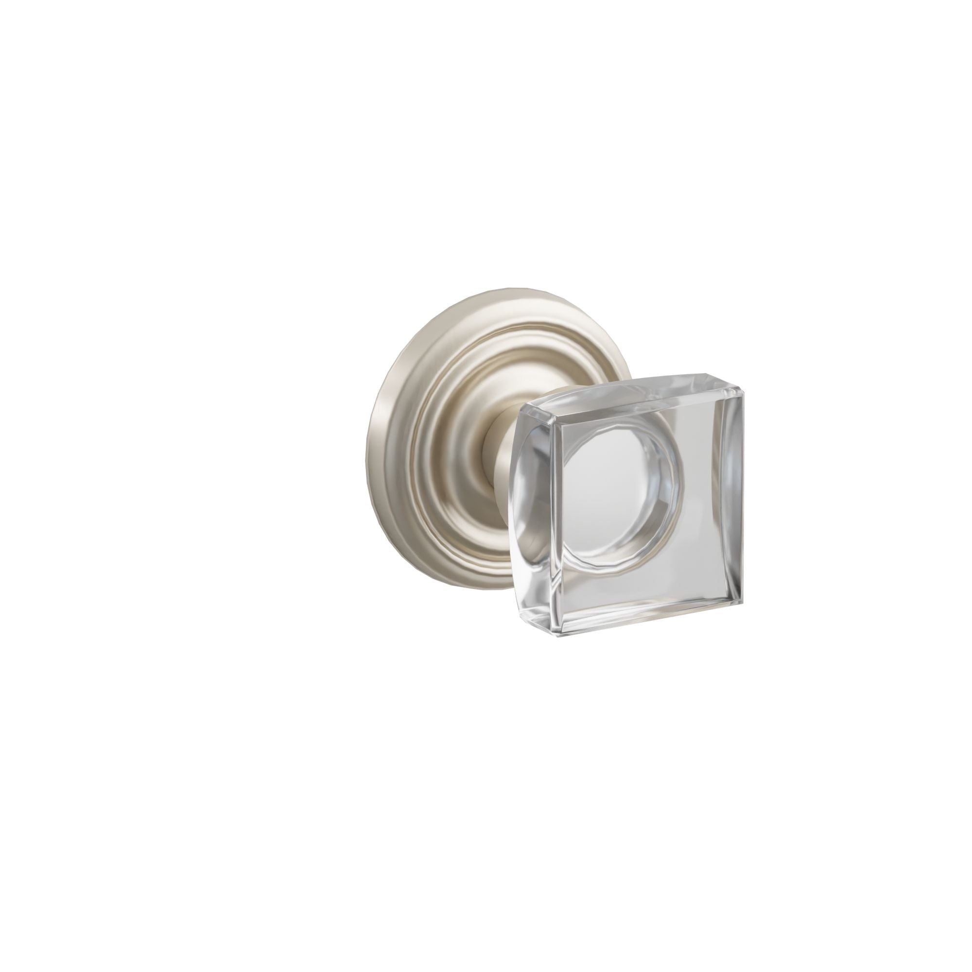 Emtek Modern Square Glass Knob Set with Regular Rosette