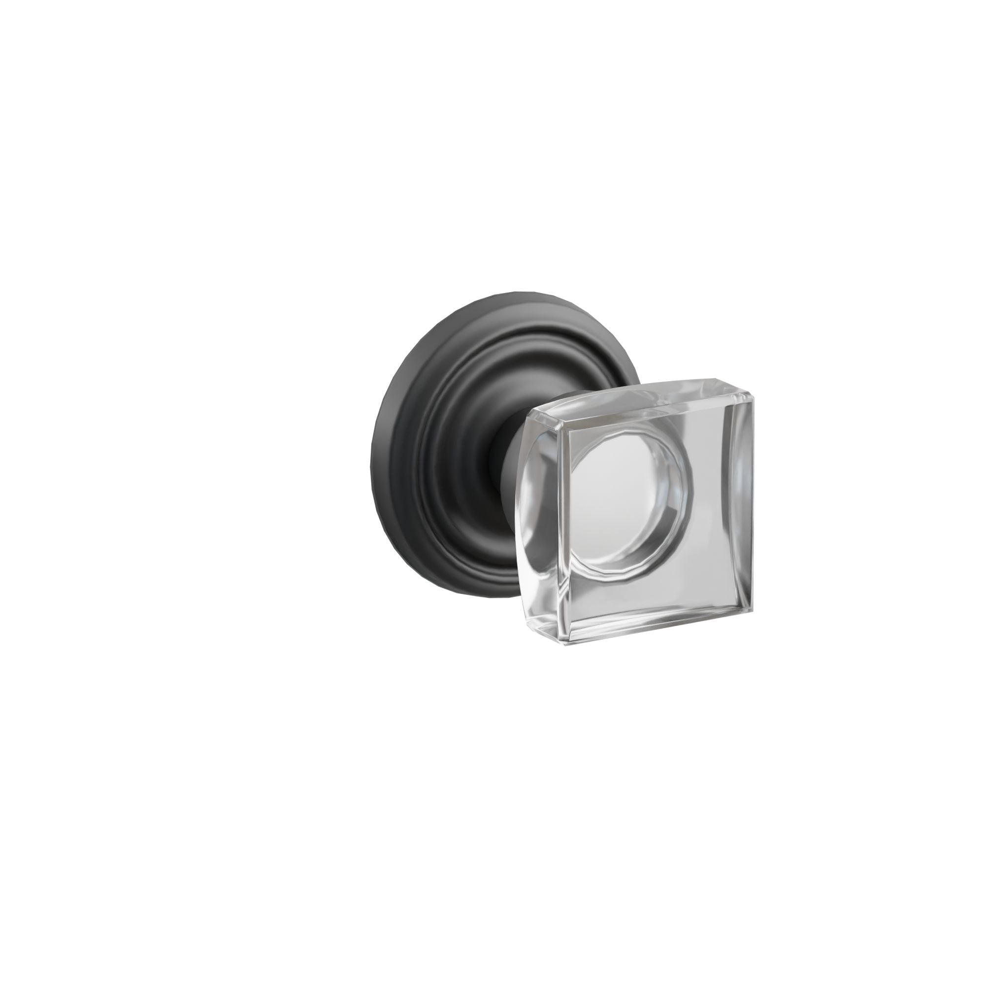 Emtek Concealed Fastener Modern Square Glass Knob Set With Regular Rosette