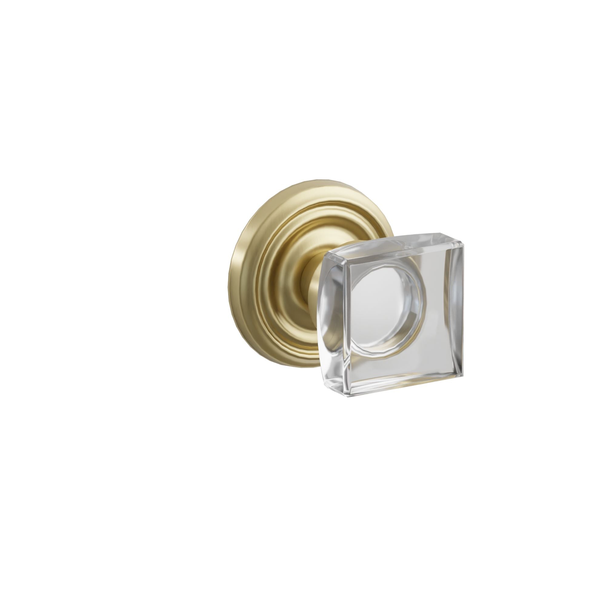 Emtek Concealed Fastener Modern Square Glass Knob Set With Regular Rosette