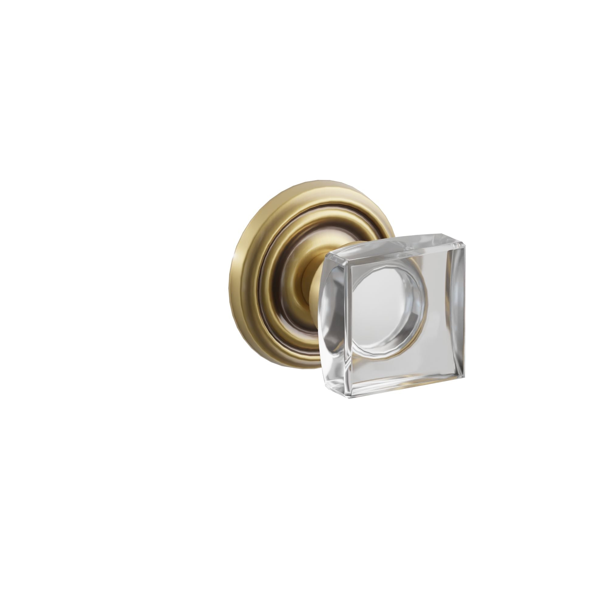 Emtek Concealed Fastener Modern Square Glass Knob Set With Regular Rosette