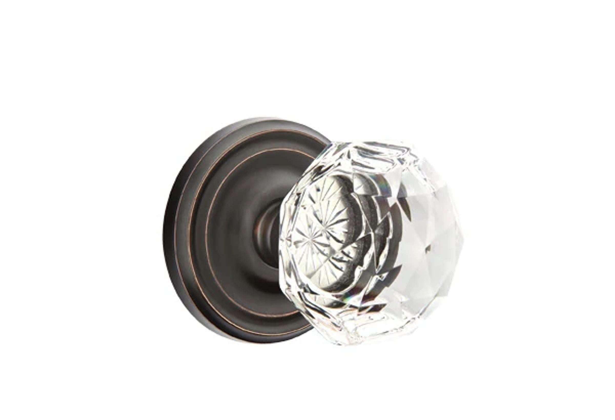 Emtek Concealed Fastener Diamond Glass Knob Set with Regular Rosette
