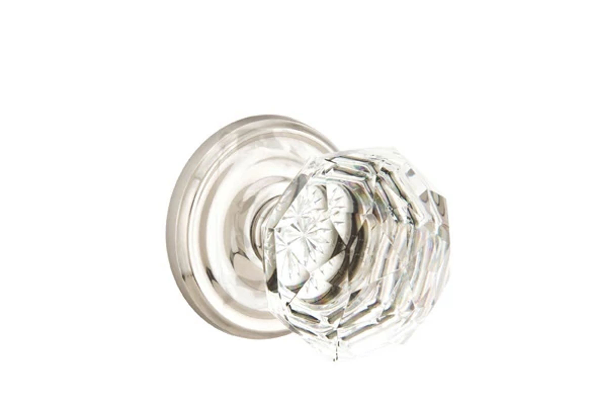 Emtek Concealed Fastener Diamond Glass Knob Set with Regular Rosette