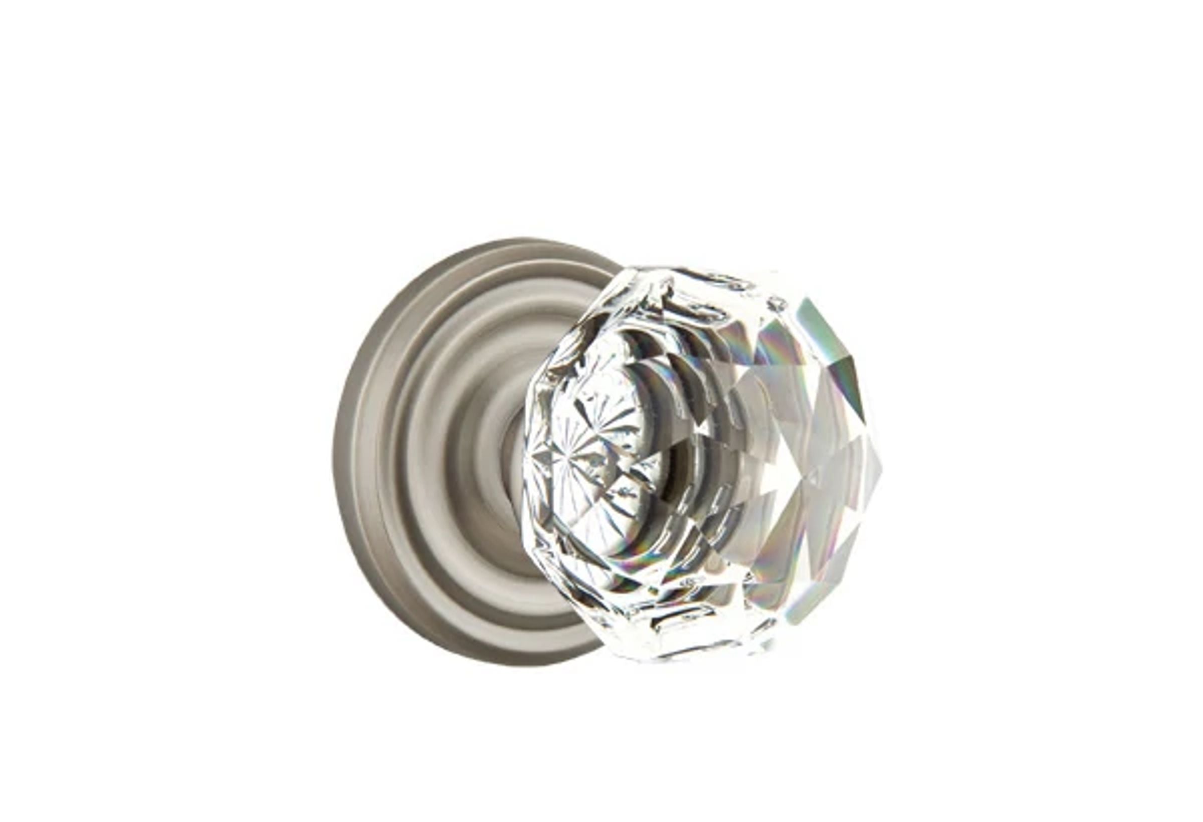 Emtek Concealed Fastener Diamond Glass Knob Set with Regular Rosette