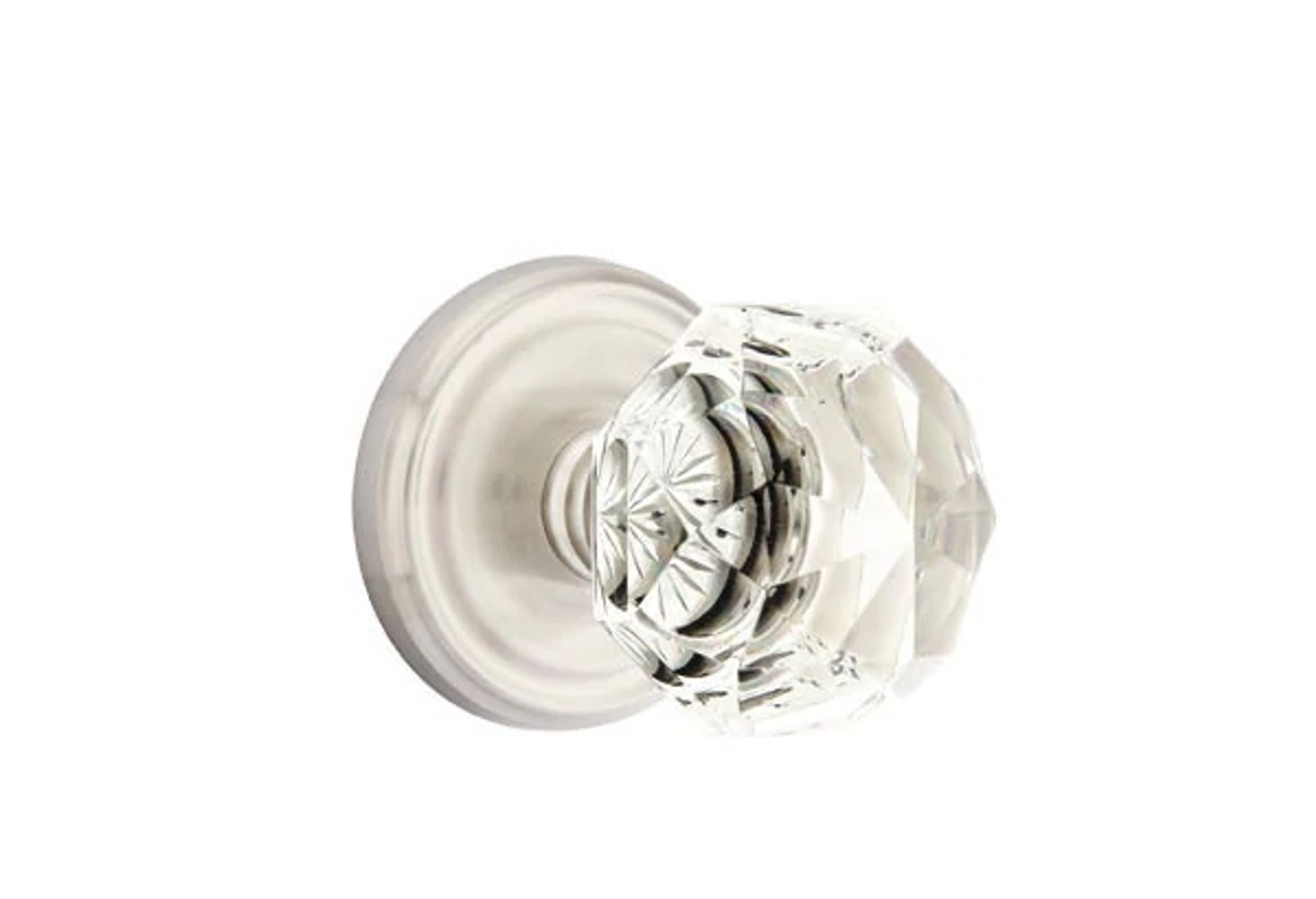 Emtek Concealed Fastener Diamond Glass Knob Set with Regular Rosette