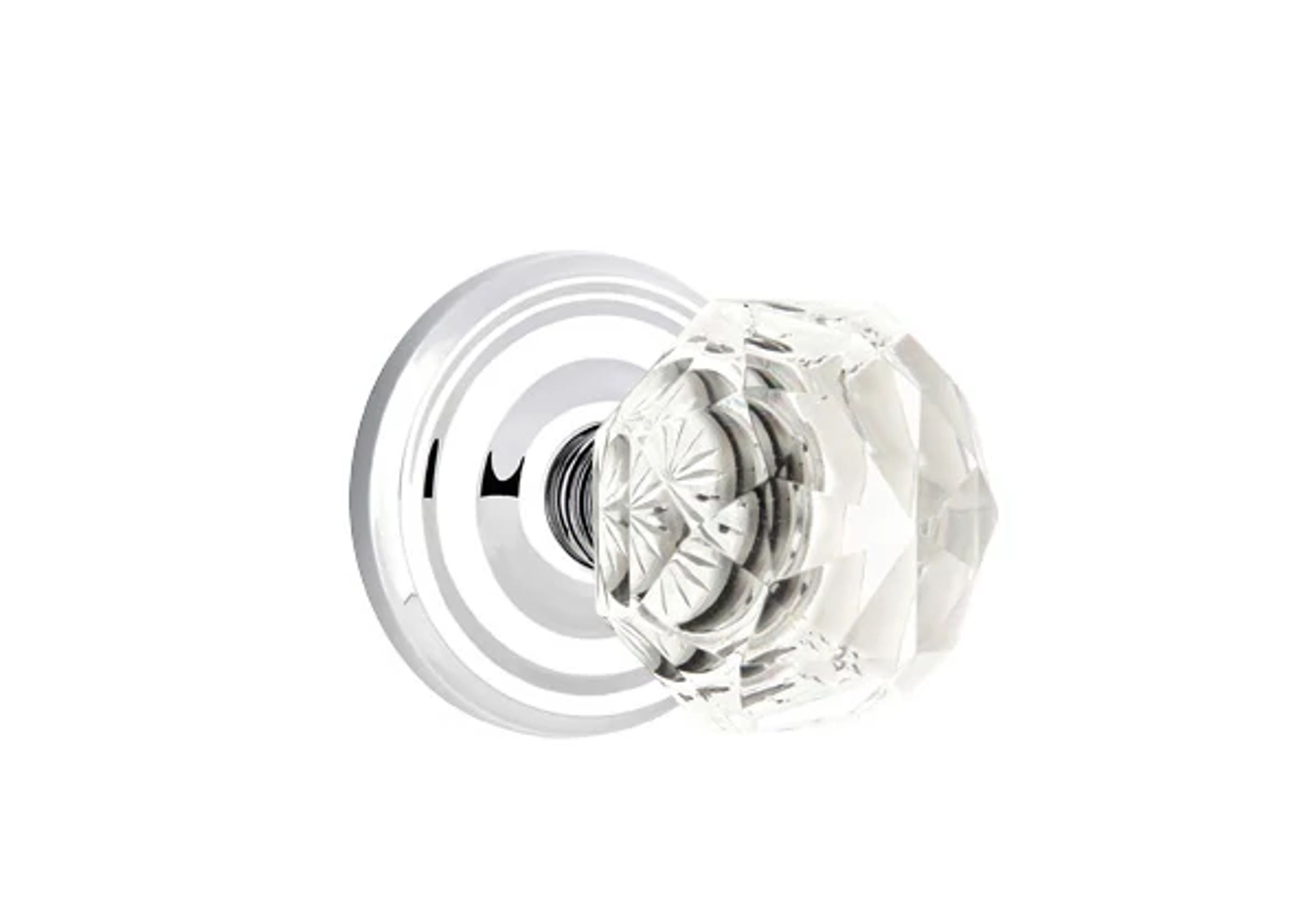 Emtek Concealed Fastener Diamond Glass Knob Set with Regular Rosette