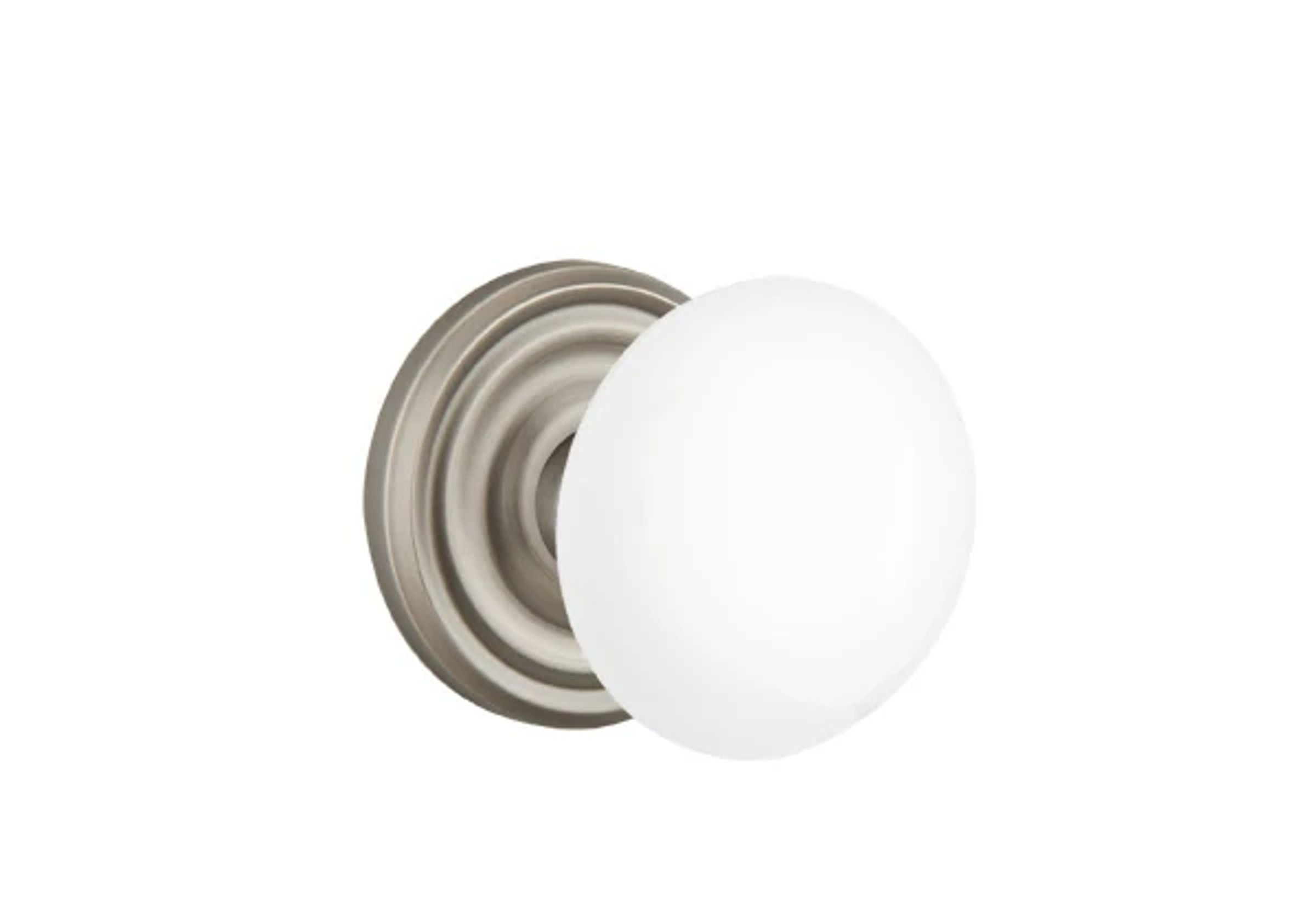 Emtek Ice White Porcelain Knob Set with Regular Rosette