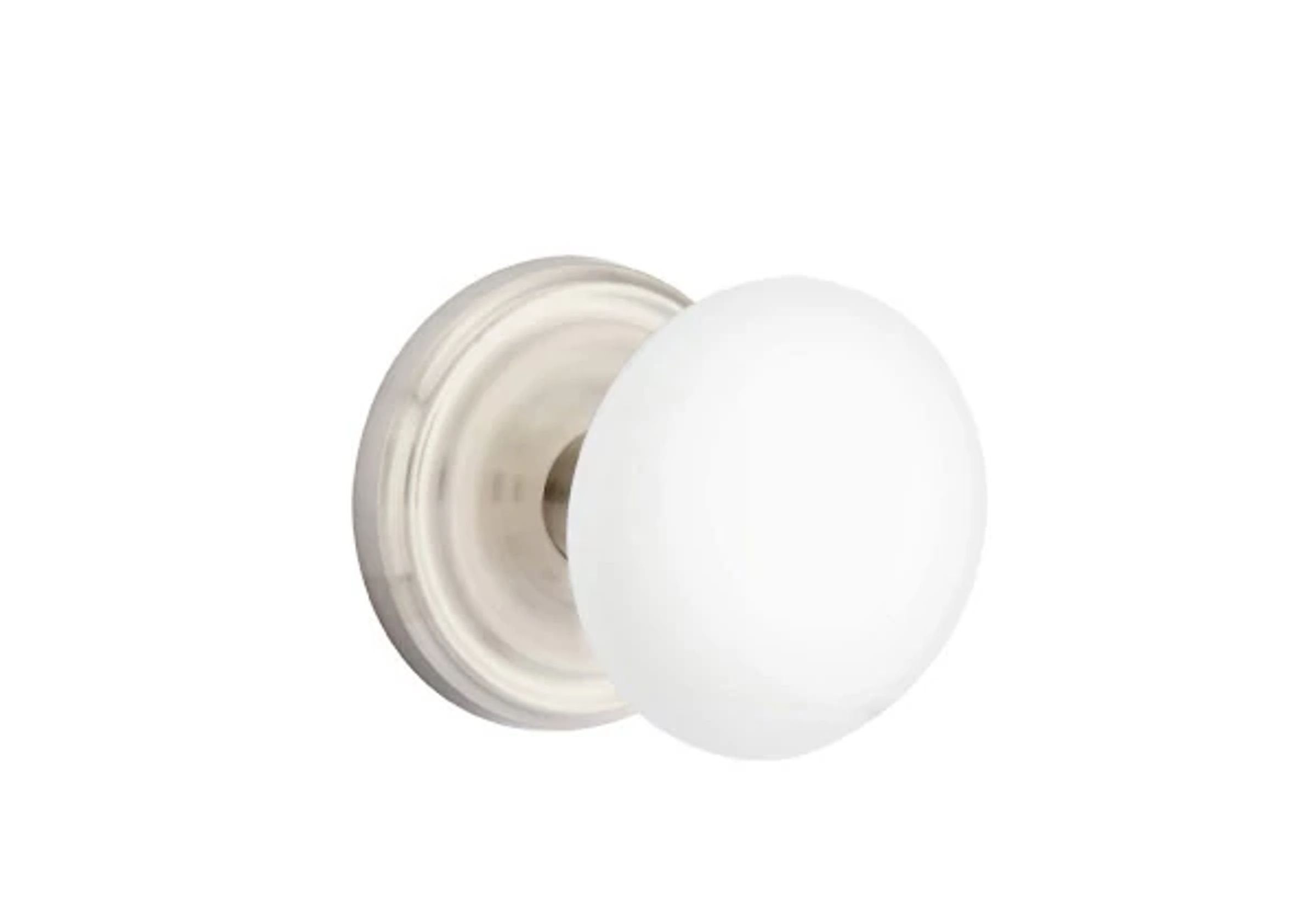 Emtek Ice White Porcelain Knob Set with Regular Rosette