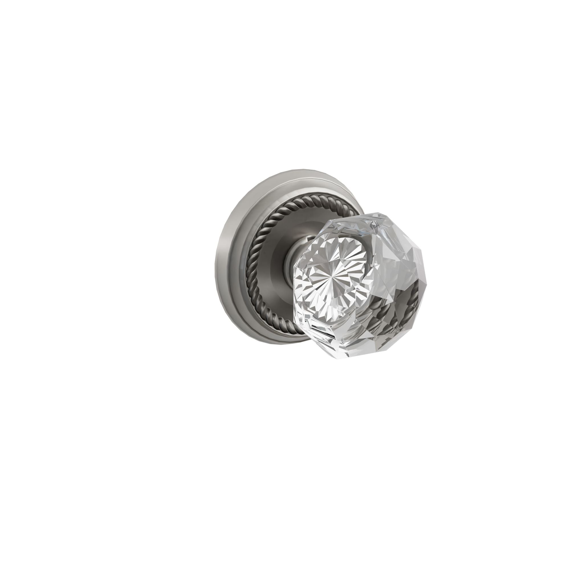 Emtek Concealed Fastener Diamond Glass Knob Set with Rope Rosette