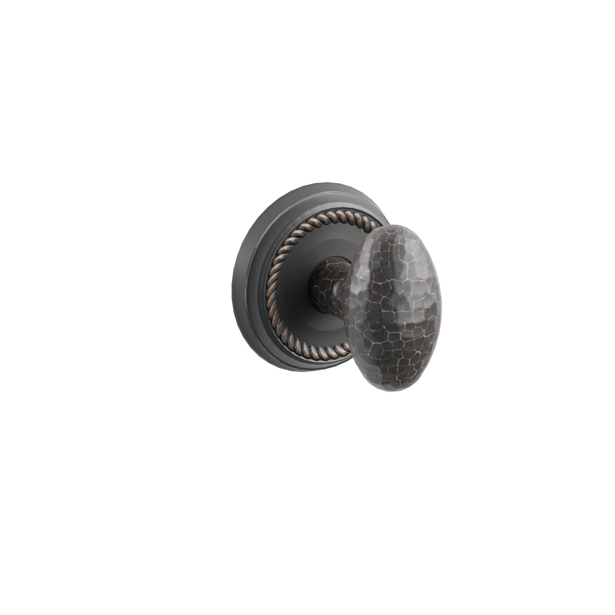 Emtek Hammered Egg Knob Set with Rope Rosette