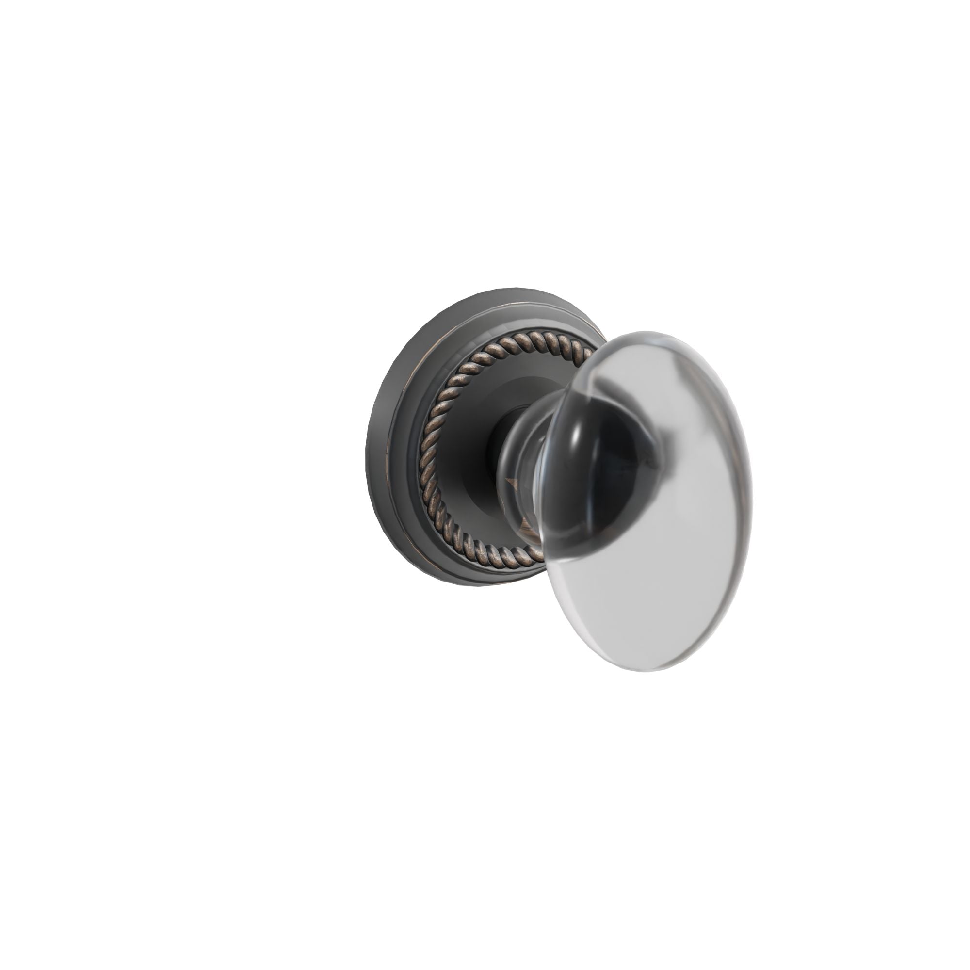 Emtek Concealed Fastener Hampton Glass Knob Set with Rope Rosette