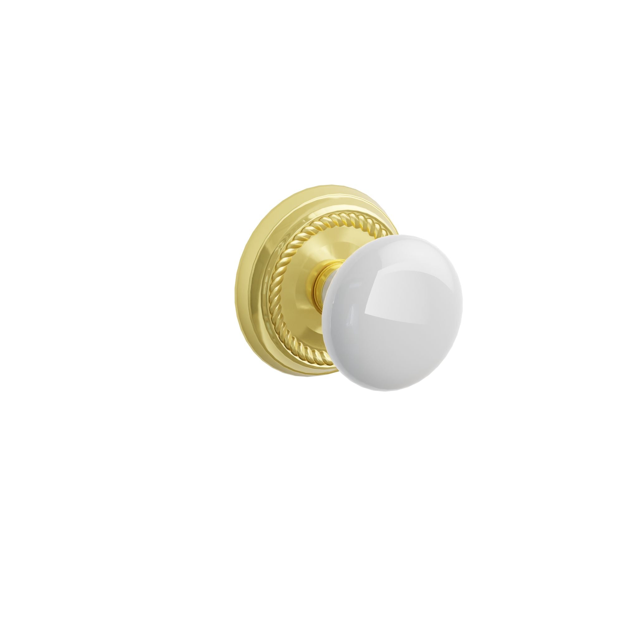 Emtek Concealed Fastener Ice White Porcelain Knob Set With Rope Rosette