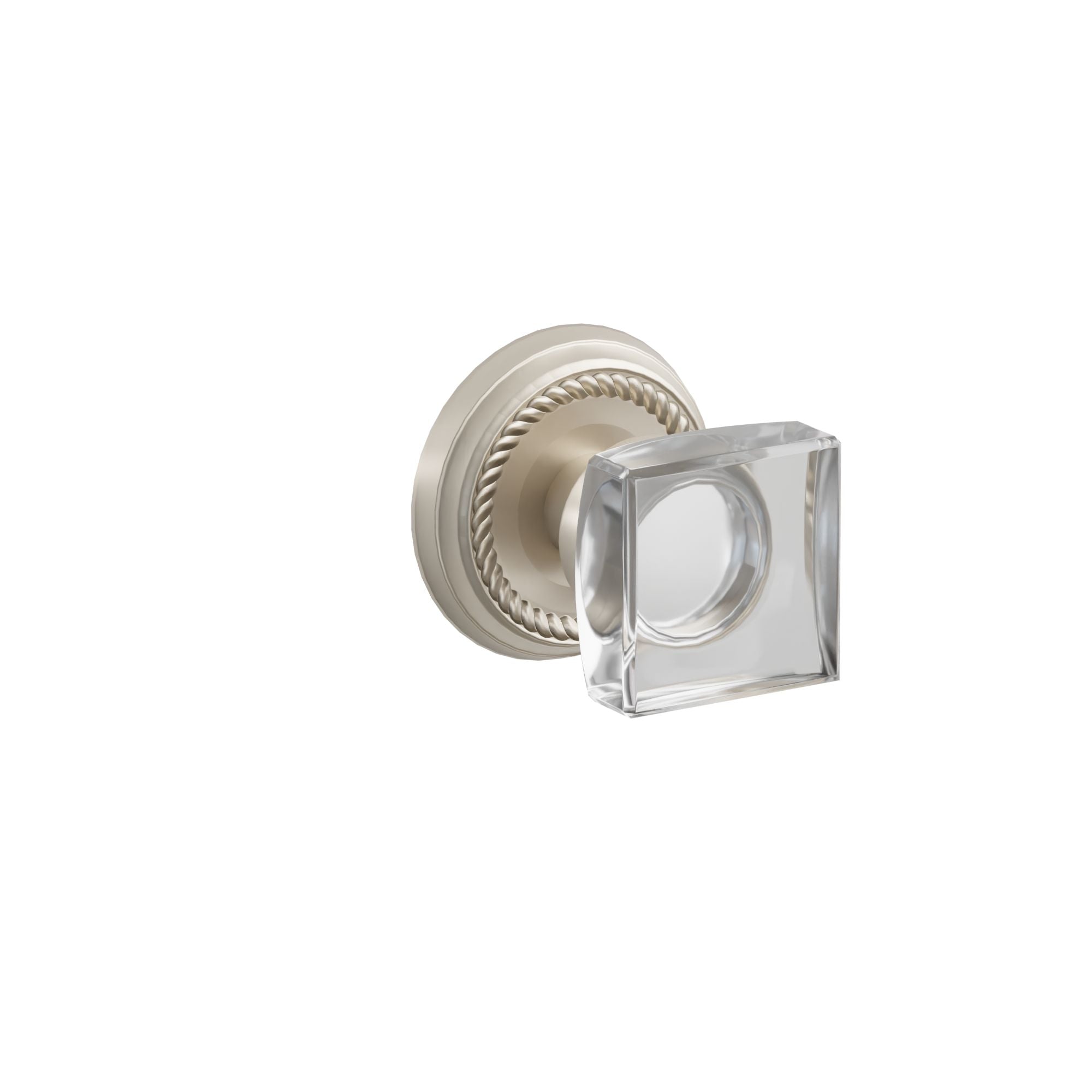 Emtek Concealed Fastener Modern Square Glass Knob Set With Rope Rosette