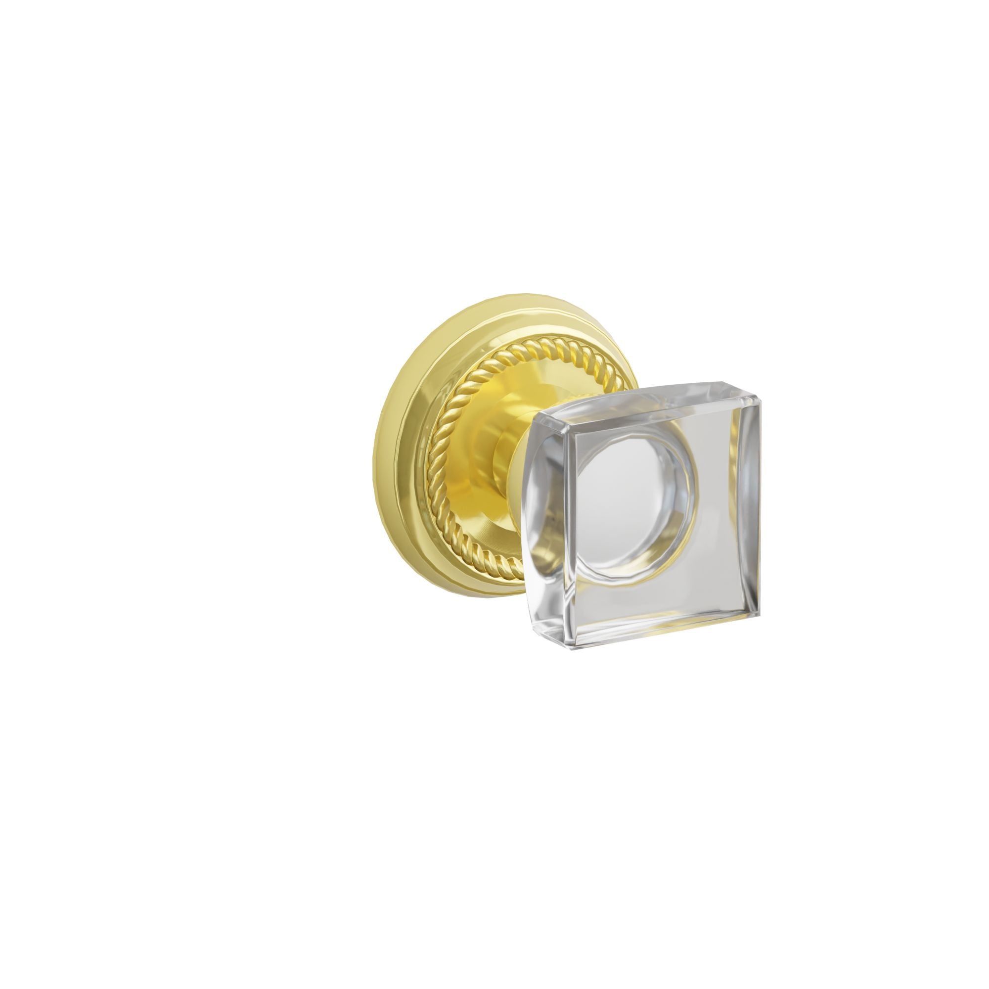 Emtek Concealed Fastener Modern Square Glass Knob Set With Rope Rosette