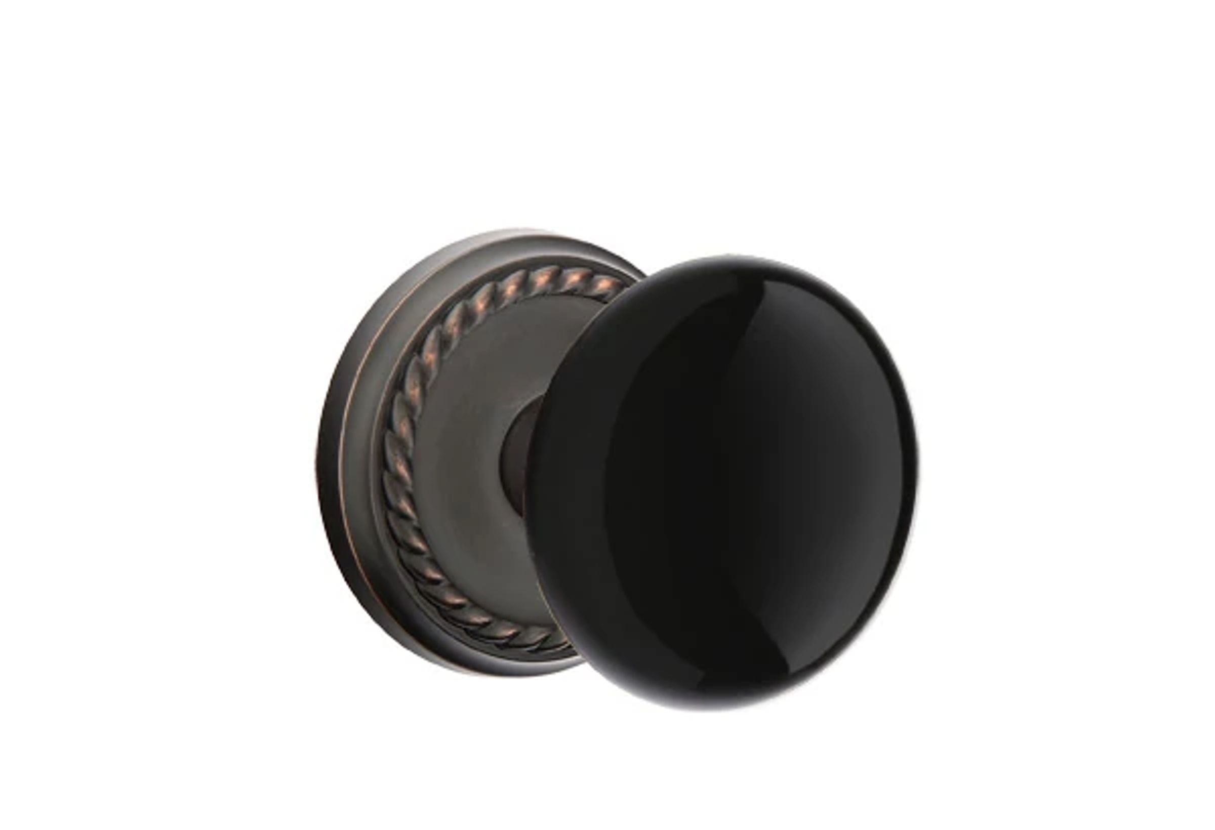 Emtek Concealed Fastener Ebony Porcelain Knob Set with Rope Rosette