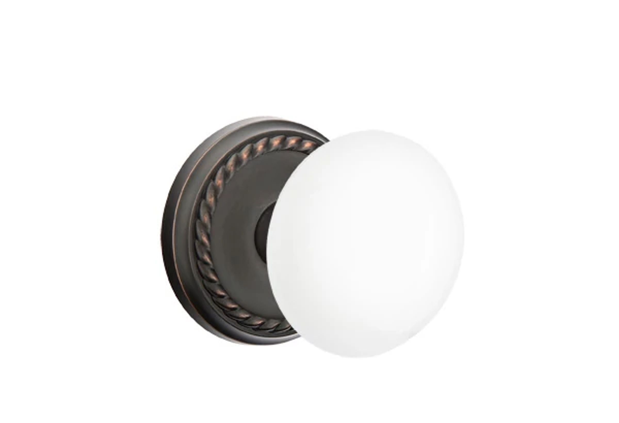 Emtek Ice White Porcelain Knob Set with Rope Rosette