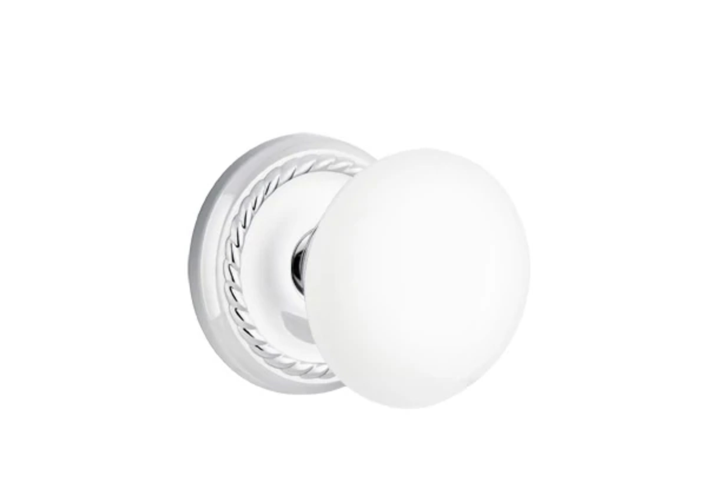 Emtek Ice White Porcelain Knob Set with Rope Rosette