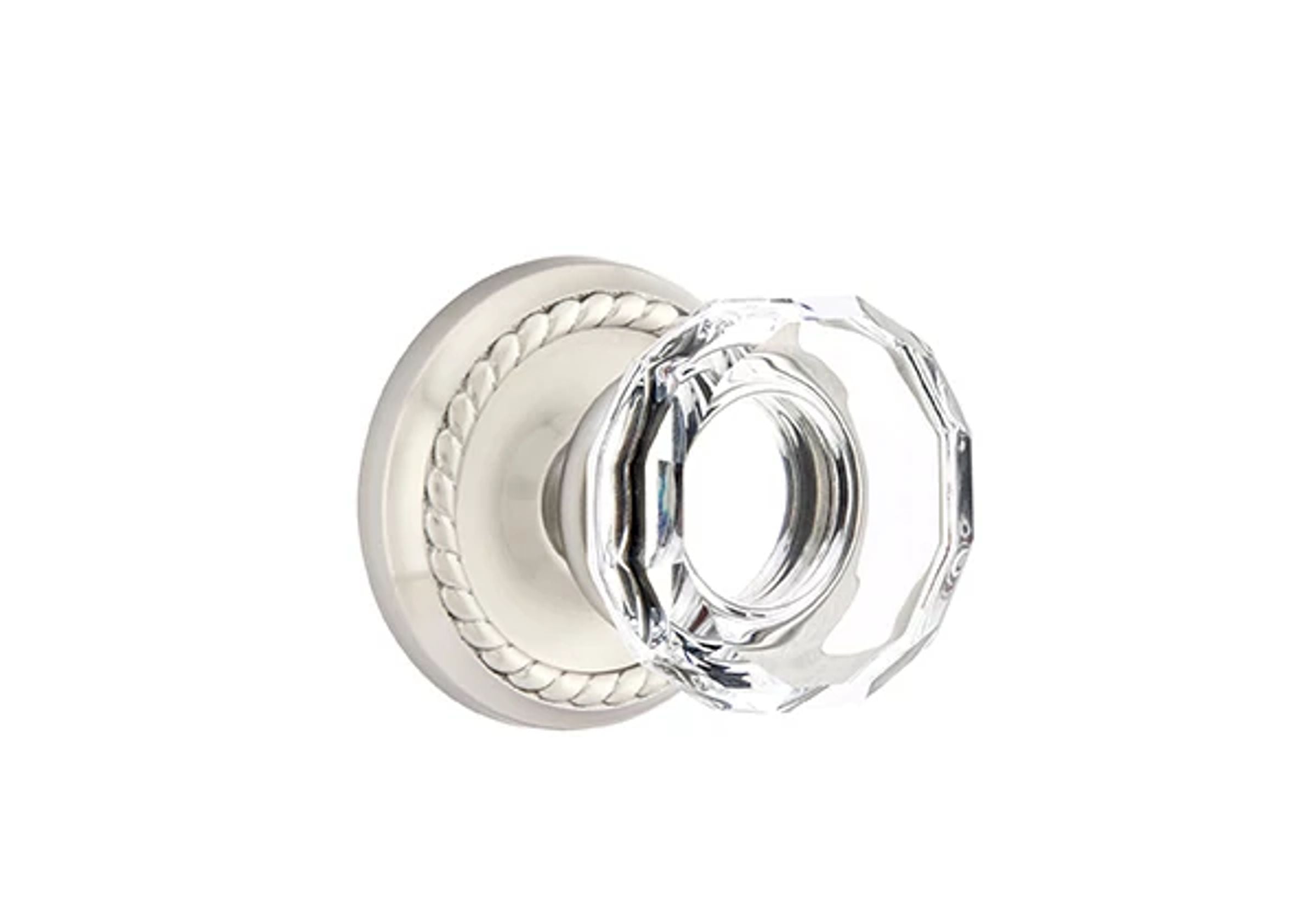Emtek Concealed Fastener Lowell Glass Knob Set with Rope Rosette