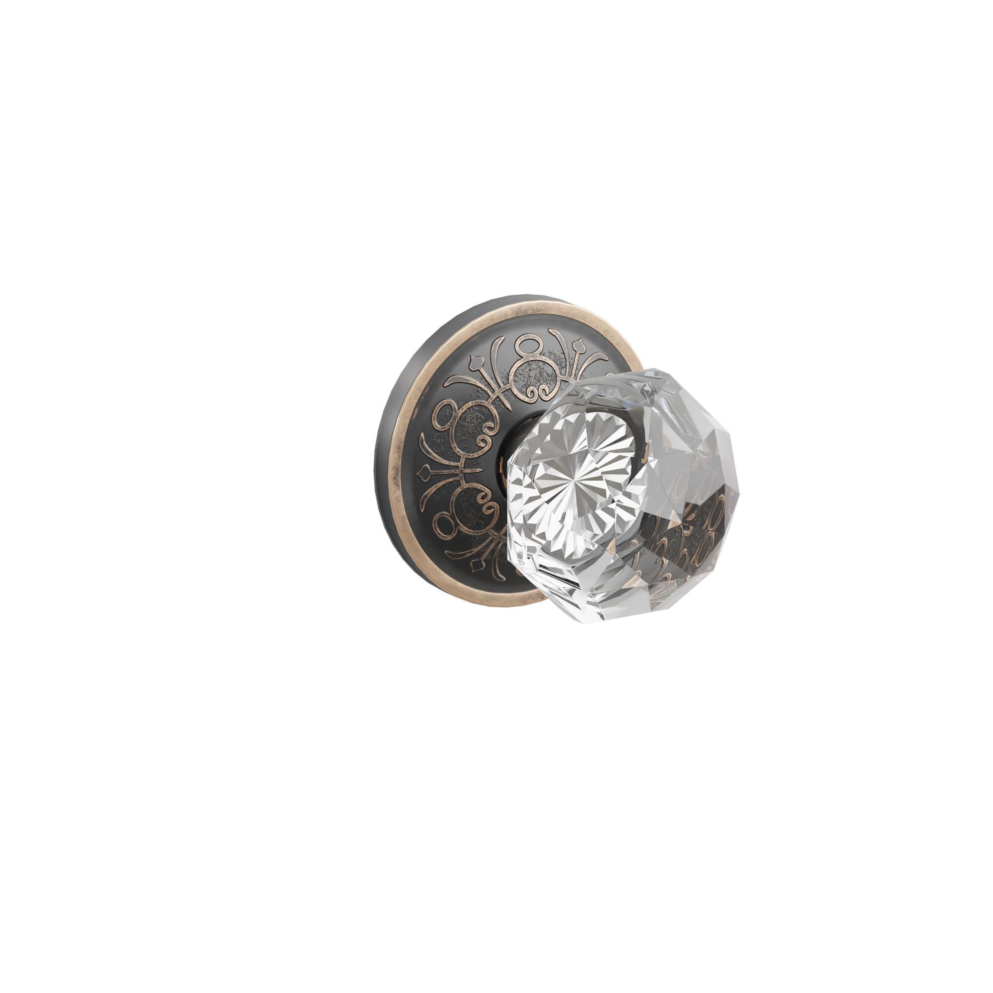Emtek Concealed Fastener Diamond Glass Knob Set with Lancaster Rosette