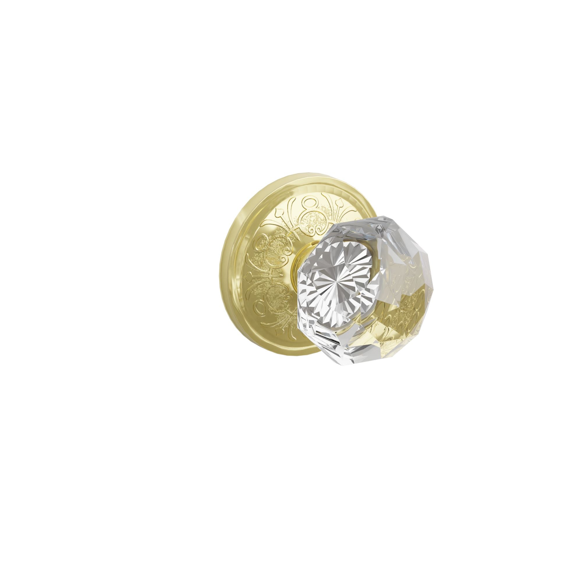 Emtek Concealed Fastener Diamond Glass Knob Set with Lancaster Rosette