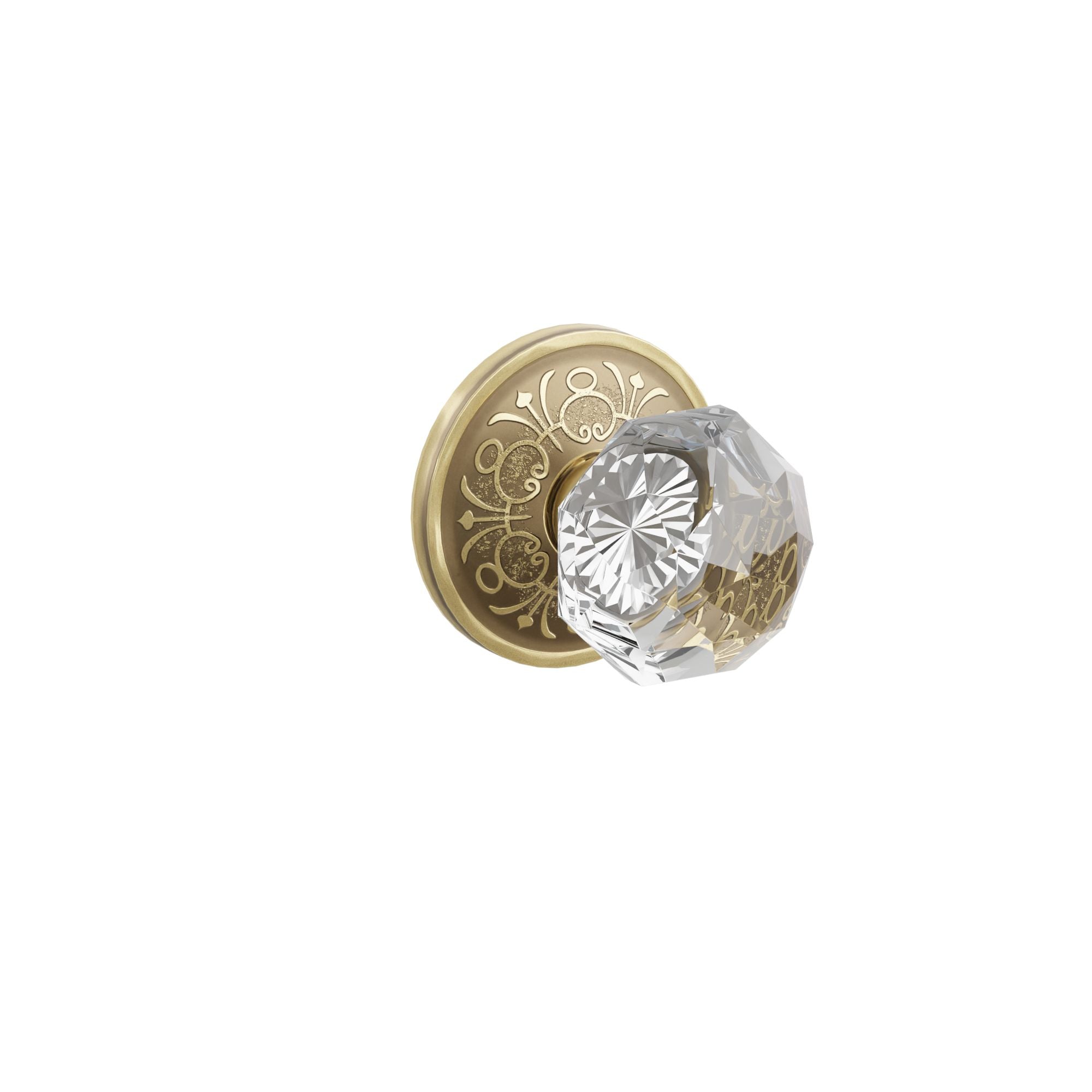 Emtek Concealed Fastener Diamond Glass Knob Set with Lancaster Rosette