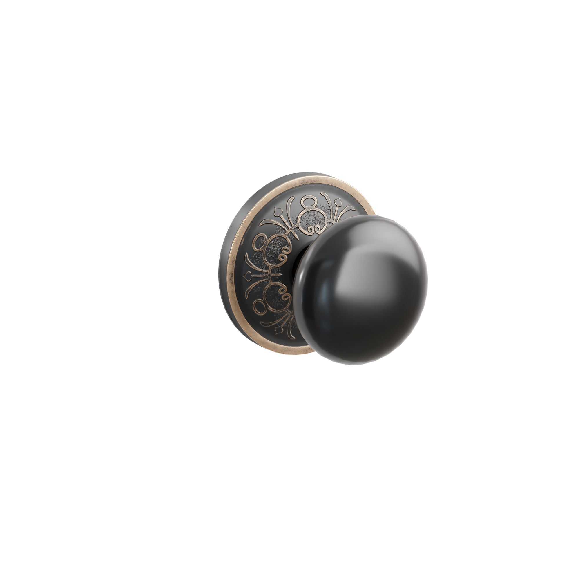 Emtek Concealed Fastener Ebony Porcelain Knob Set With Lancaster Rosette