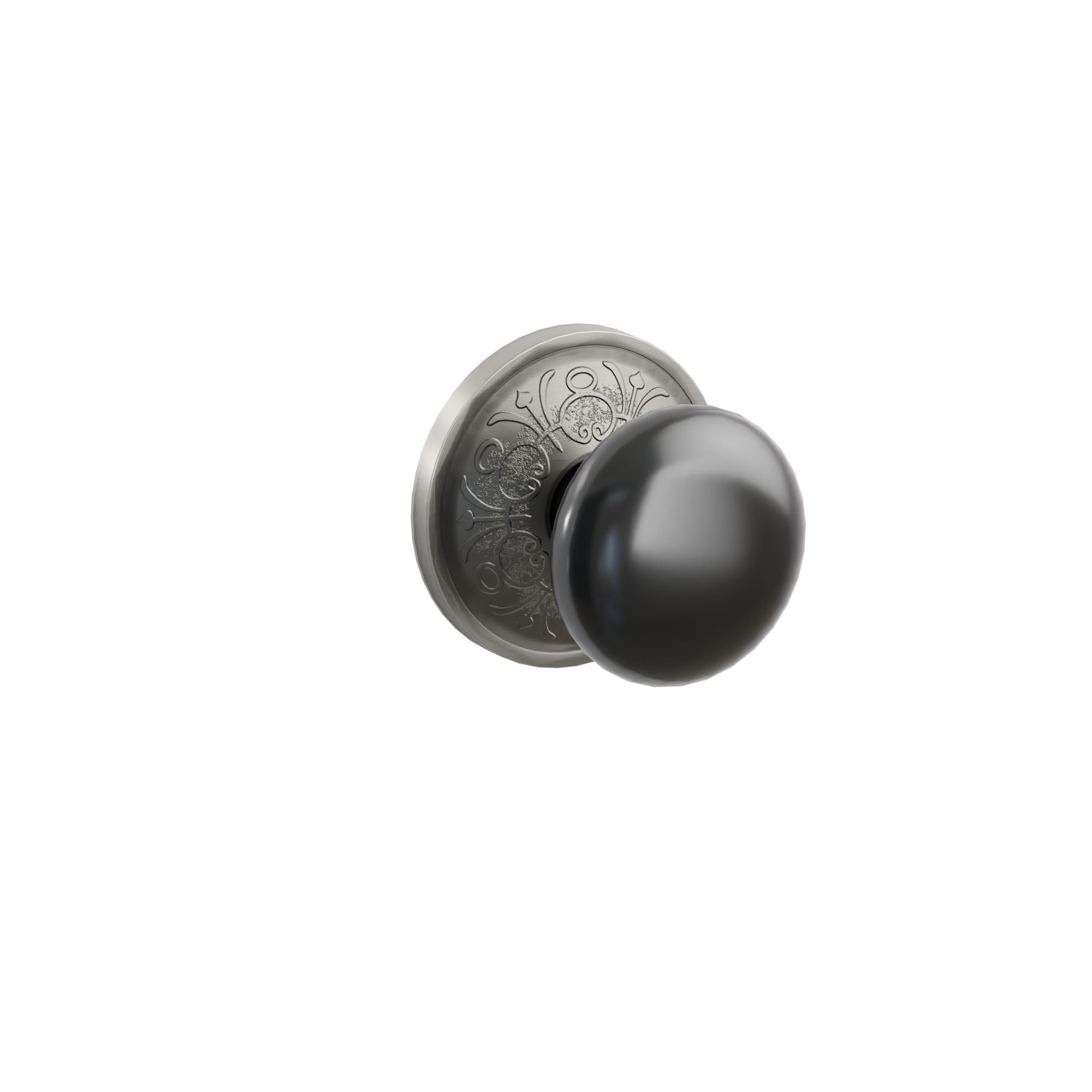 Emtek Concealed Fastener Ebony Porcelain Knob Set With Lancaster Rosette