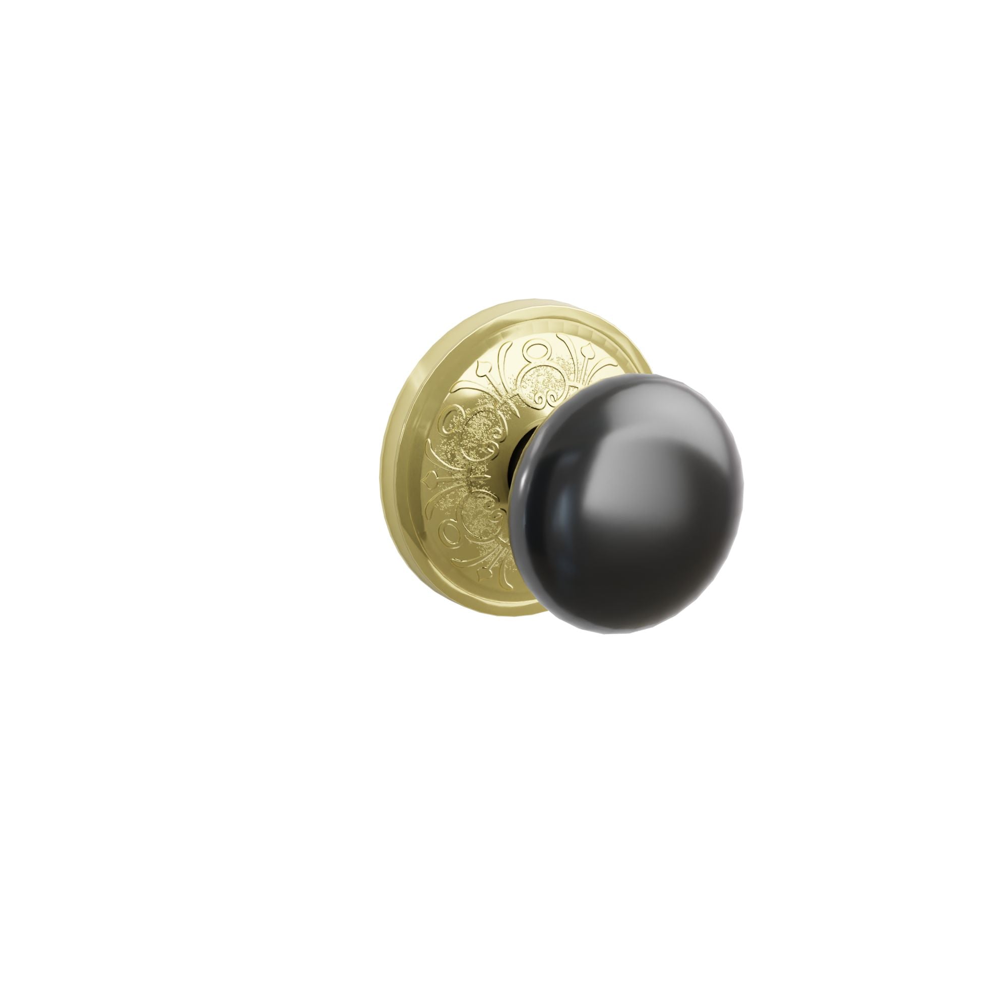 Emtek Concealed Fastener Ebony Porcelain Knob Set With Lancaster Rosette