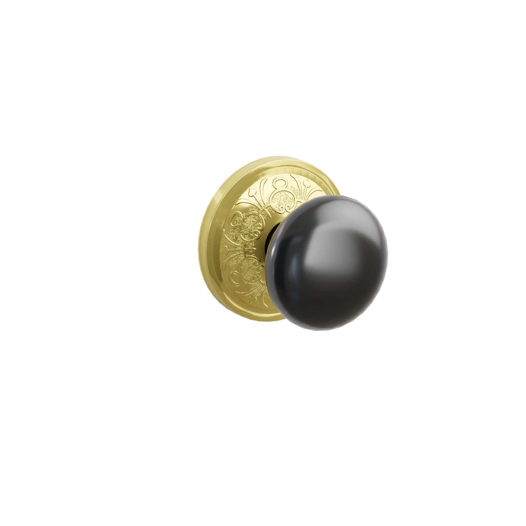 Emtek Concealed Fastener Ebony Porcelain Knob Set With Lancaster Rosette