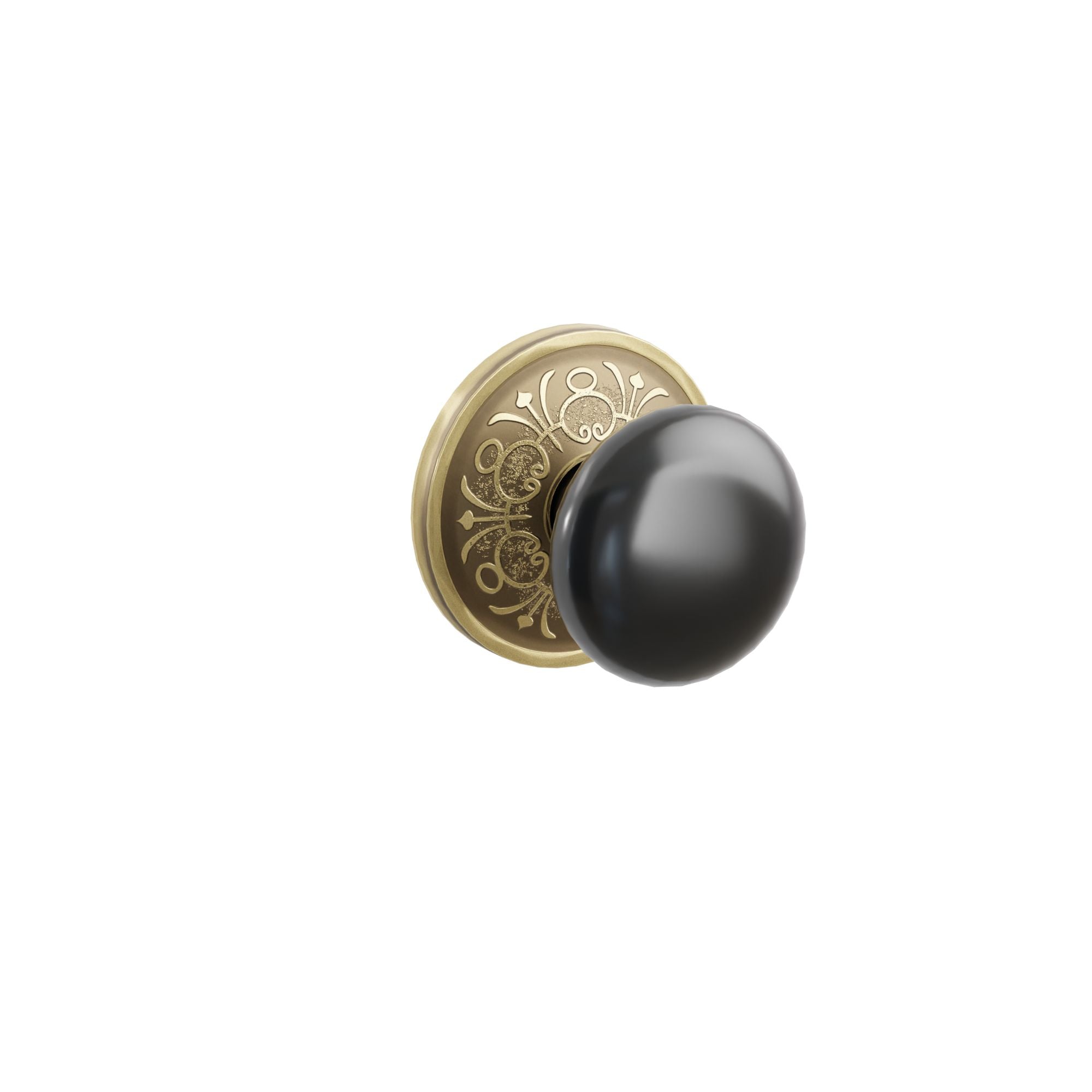Emtek Concealed Fastener Ebony Porcelain Knob Set With Lancaster Rosette