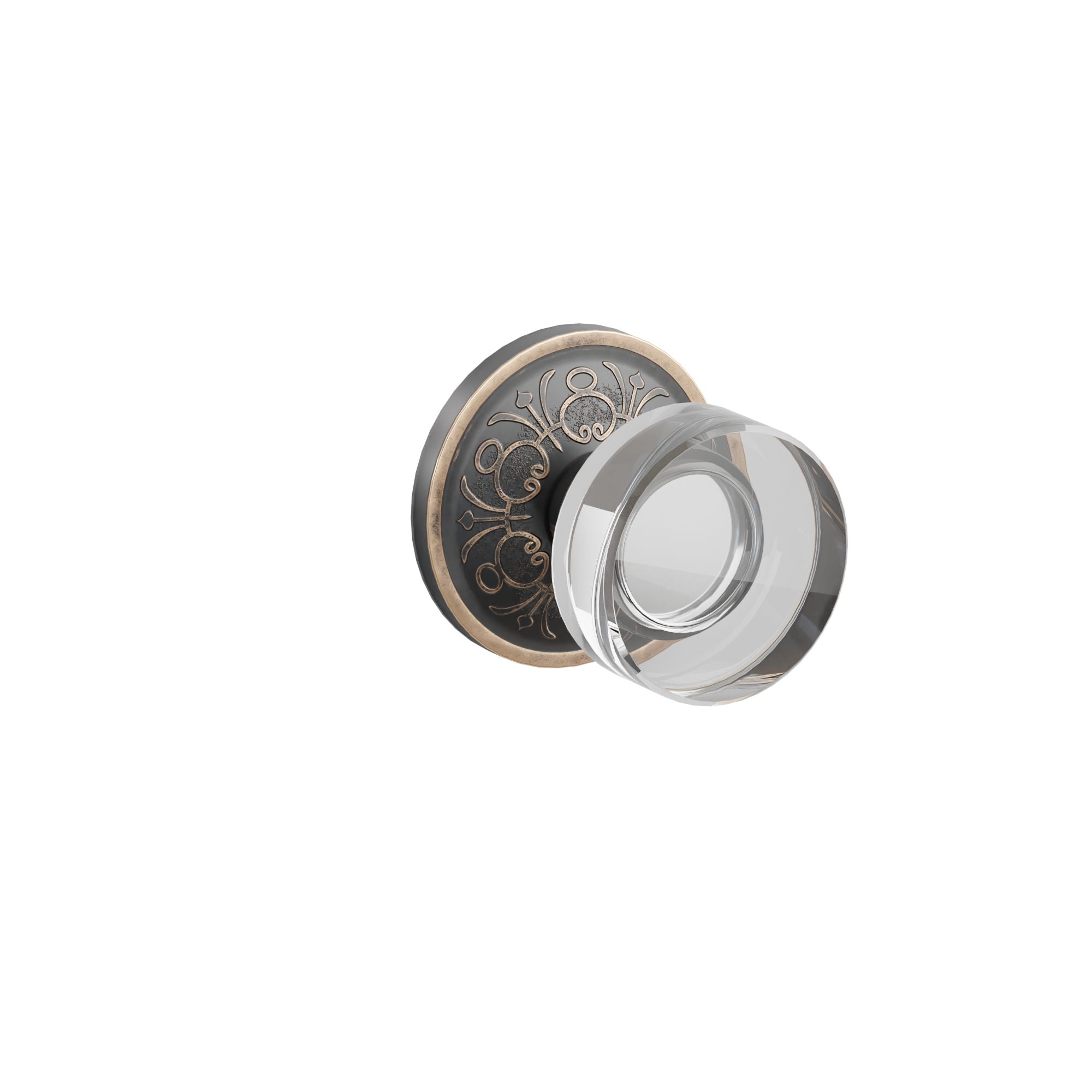 Emtek Modern Disc Glass Knob Set with Lancaster Rosette