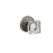 Emtek Modern Square Glass Knob Set with Lancaster Rosette