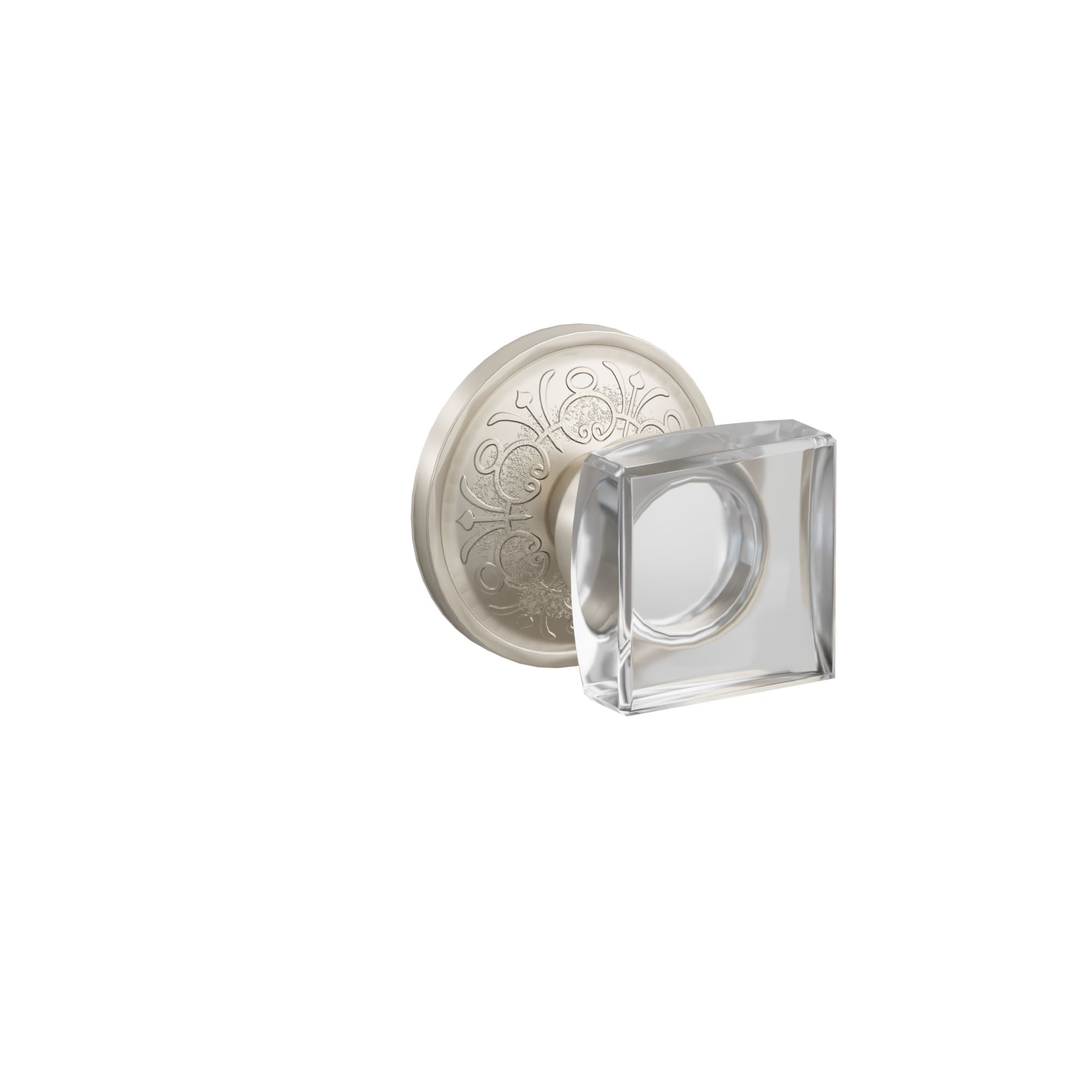 Emtek Modern Square Glass Knob Set with Lancaster Rosette