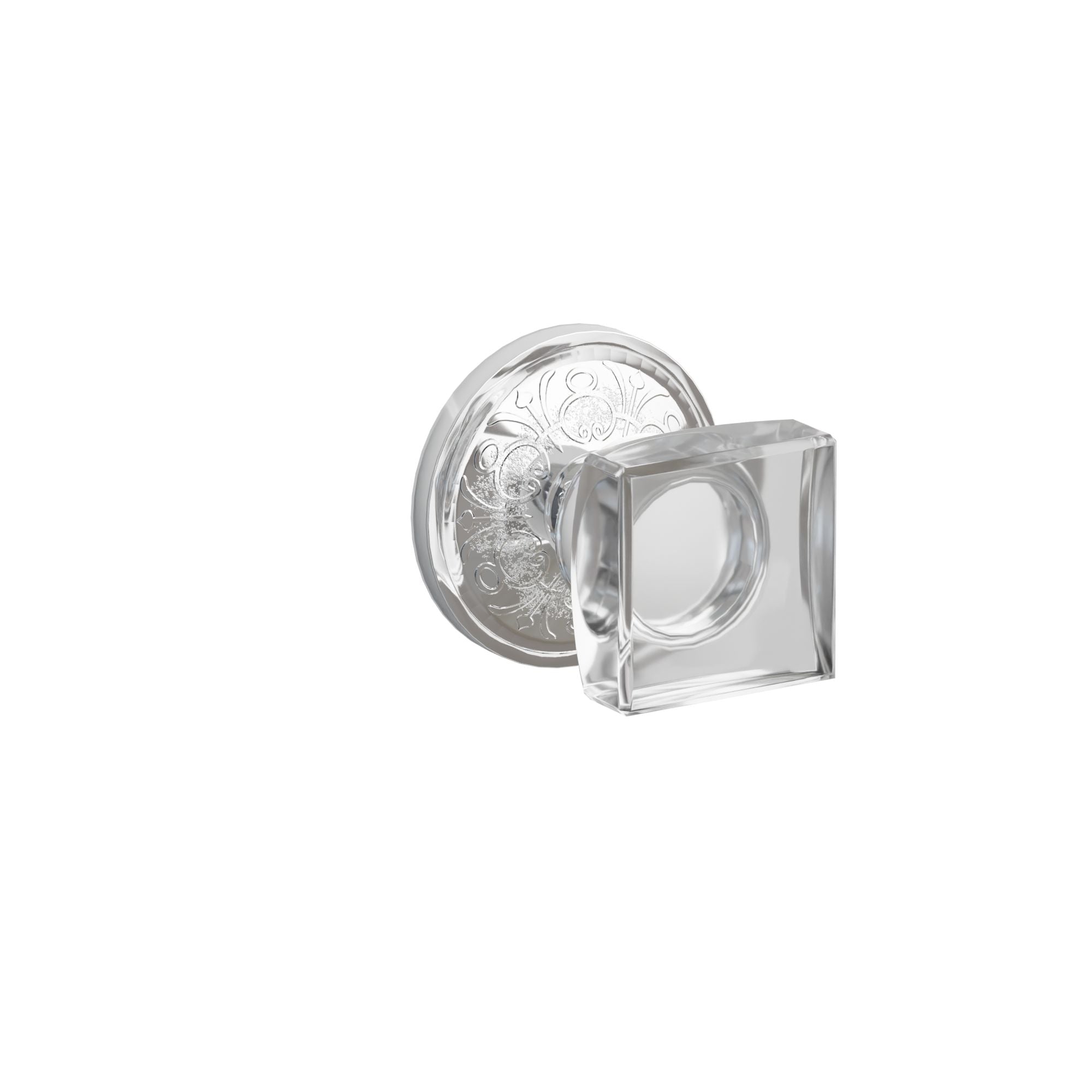 Emtek Concealed Fastener Modern Square Glass Knob Set With Lancaster Rosette