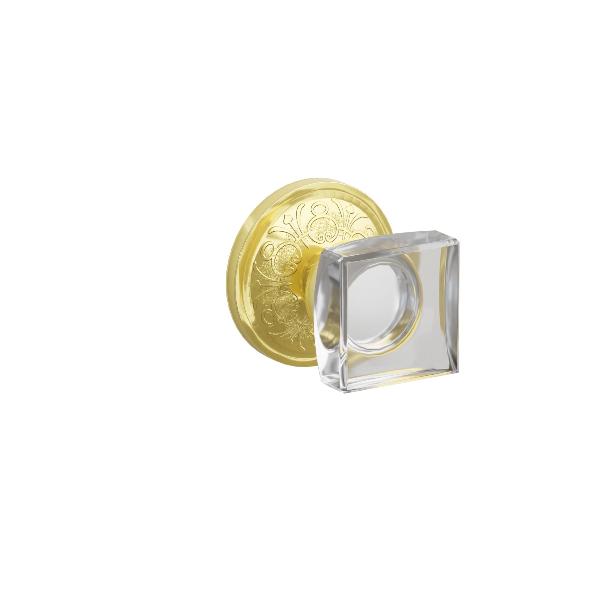 Emtek Modern Square Glass Knob Set with Lancaster Rosette