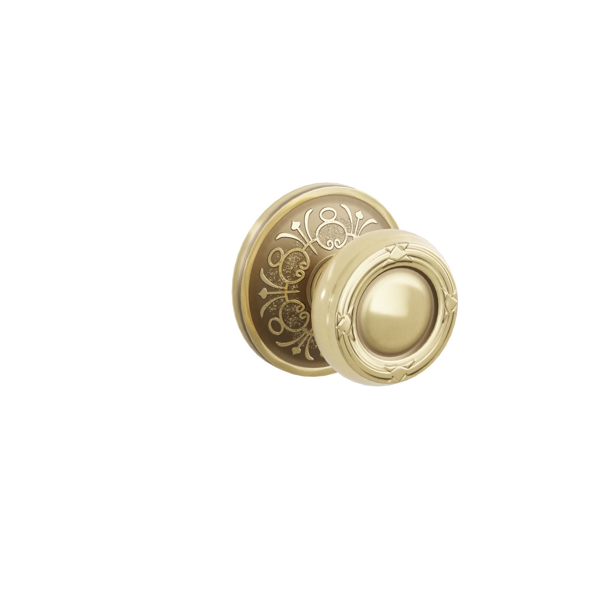 Emtek Concealed Fastener Ribbon & Reed Knob Set With Lancaster Rosette
