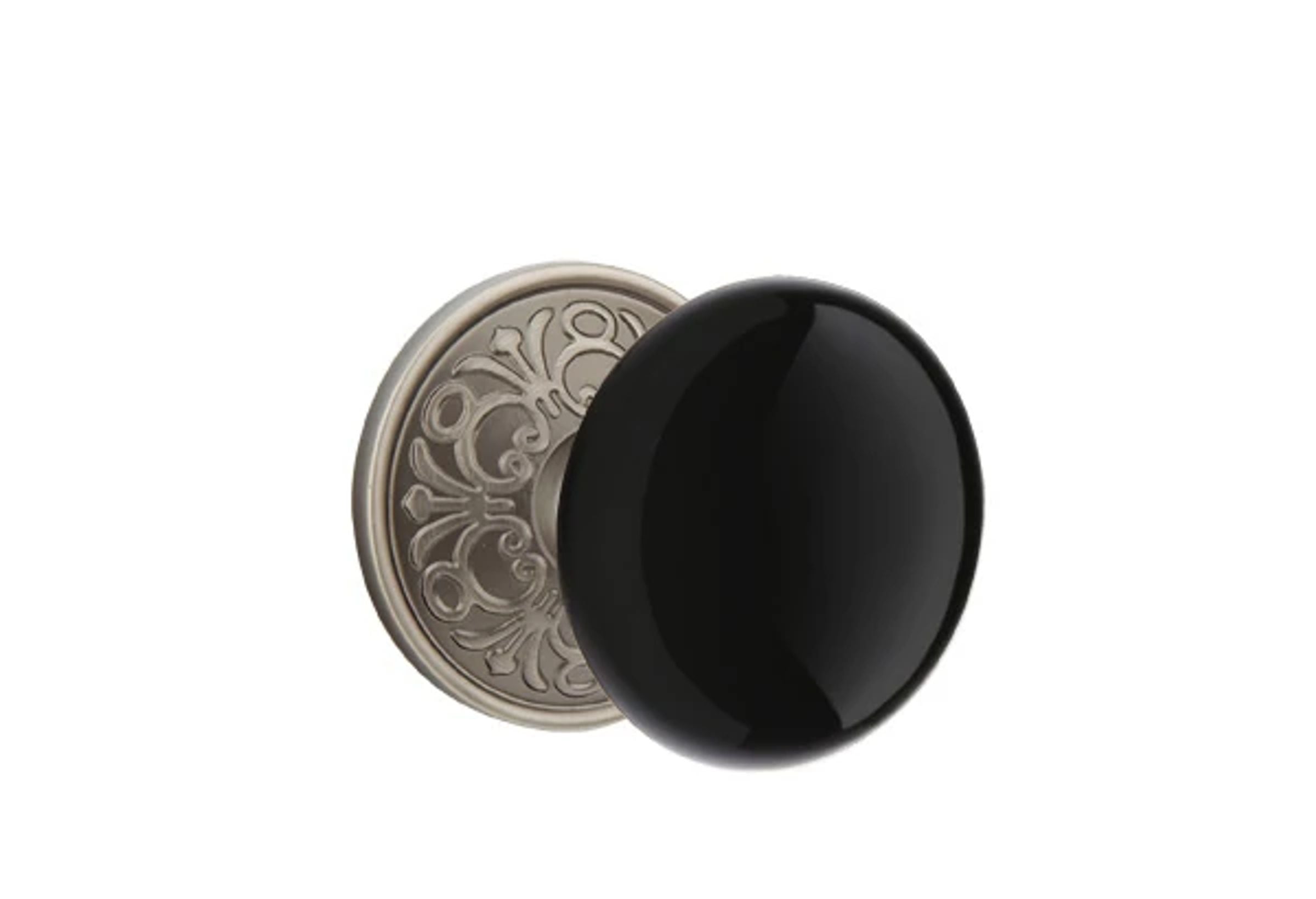 Emtek Concealed Fastener Ebony Porcelain Knob Set with Lancaster Rosette
