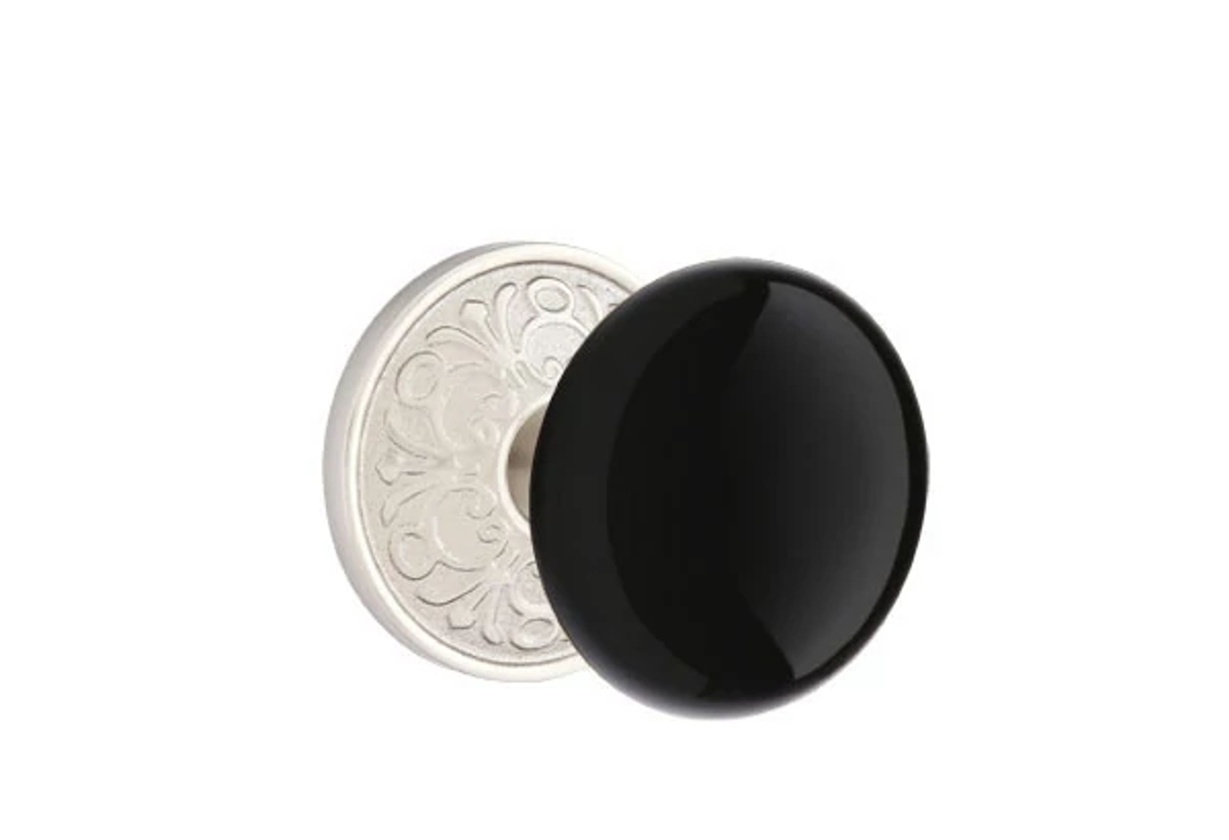 Emtek Ebony Porcelain Knob Set with Lancaster Rosette