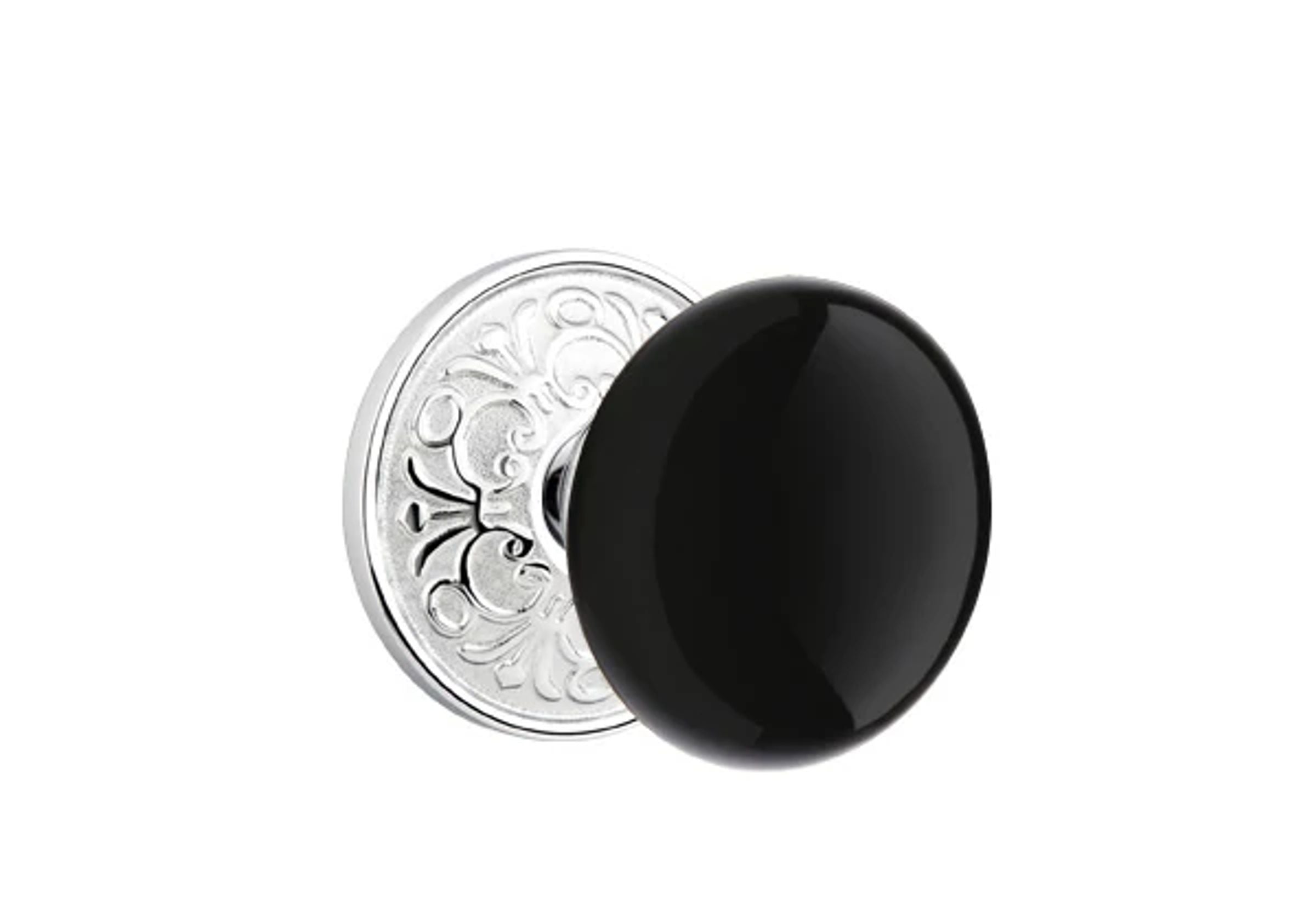 Emtek Concealed Fastener Ebony Porcelain Knob Set with Lancaster Rosette