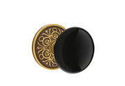 Emtek Ebony Porcelain Knob Set with Lancaster Rosette