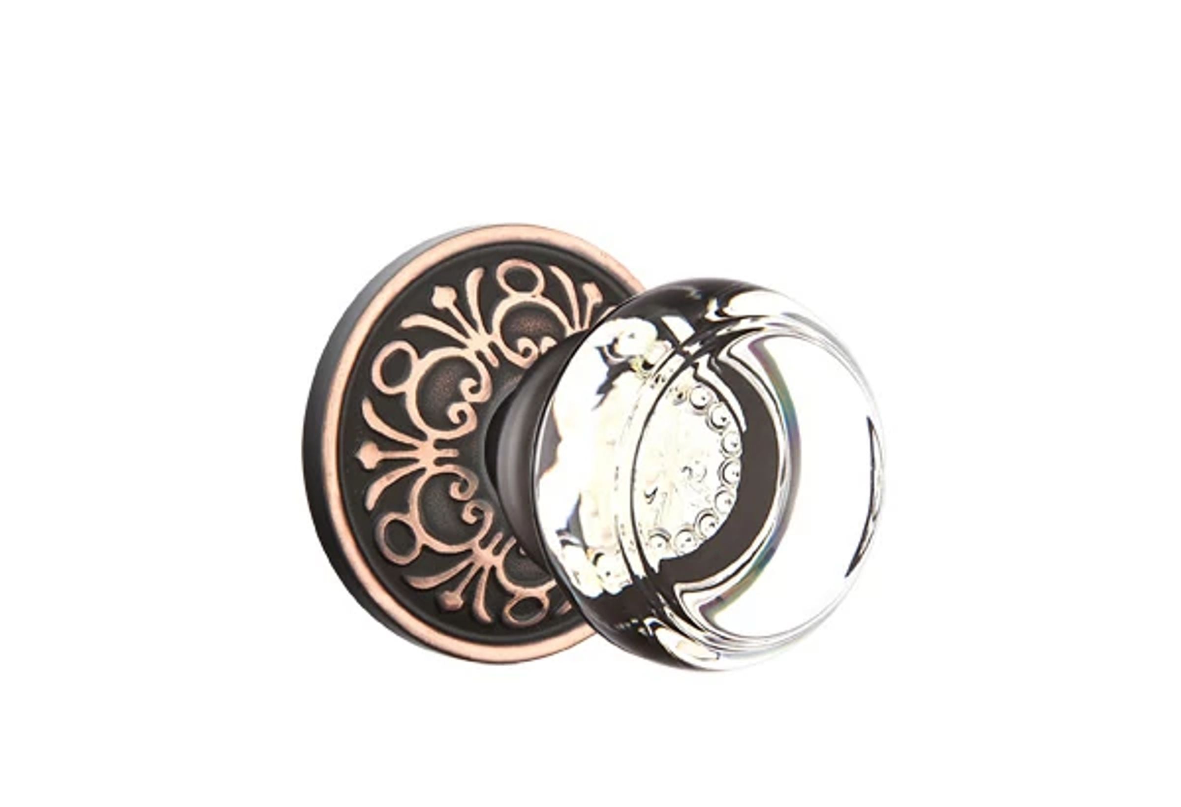 Emtek Georgetown Glass Knob Set with Lancaster Rosette