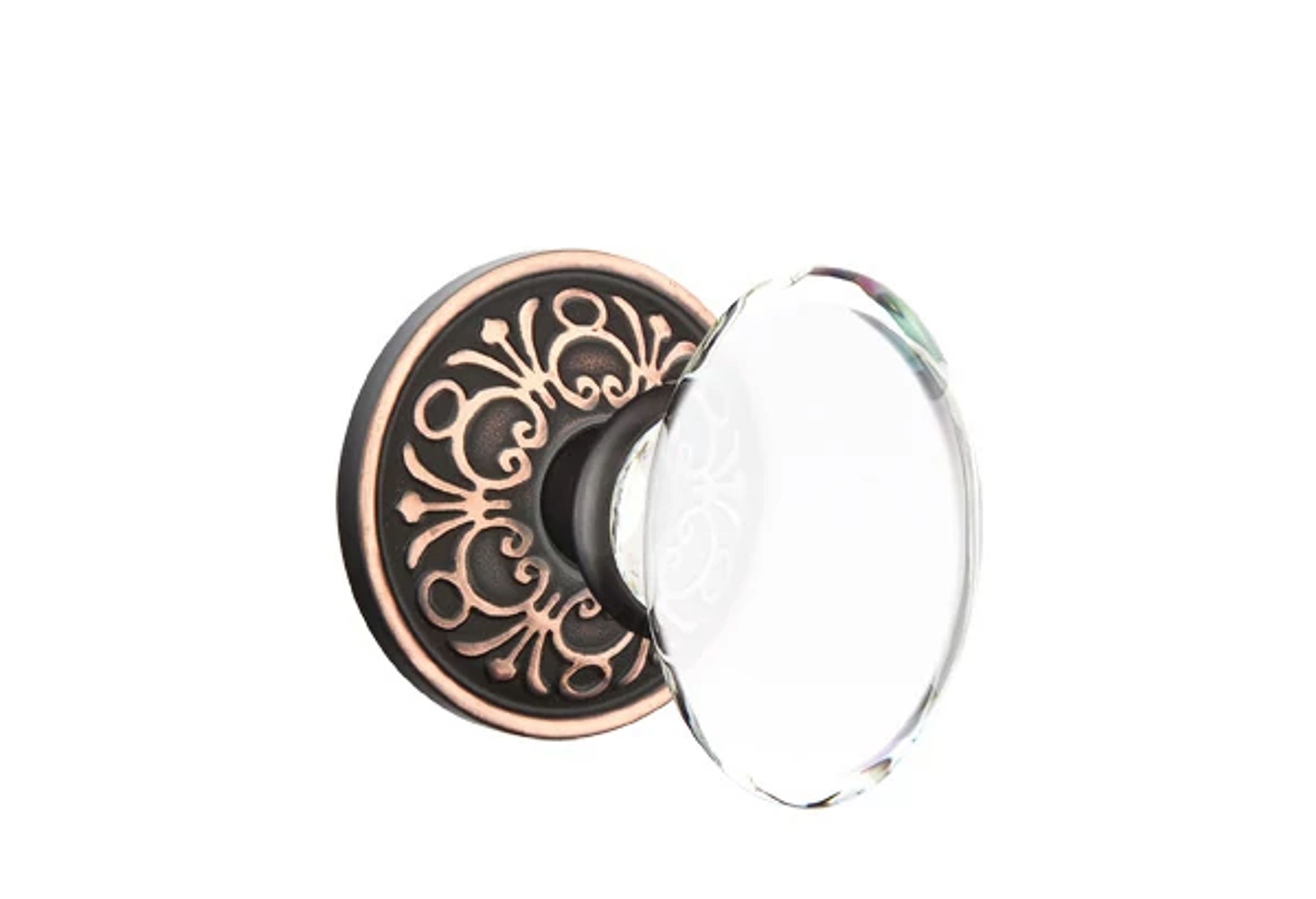 Emtek Hampton Glass Knob Set with Lancaster Rosette